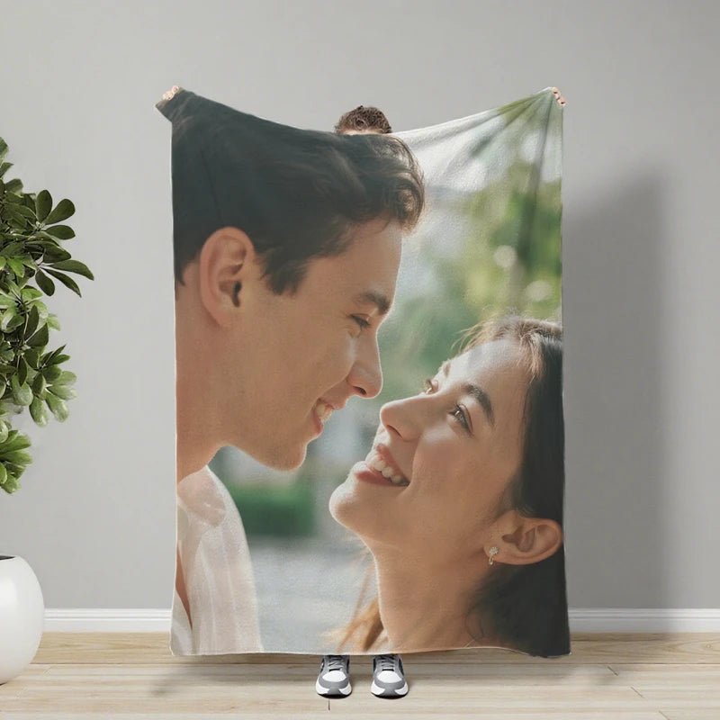 Custom Blankets Flannel with Photo Upload for Valentine's Day PrintToucan