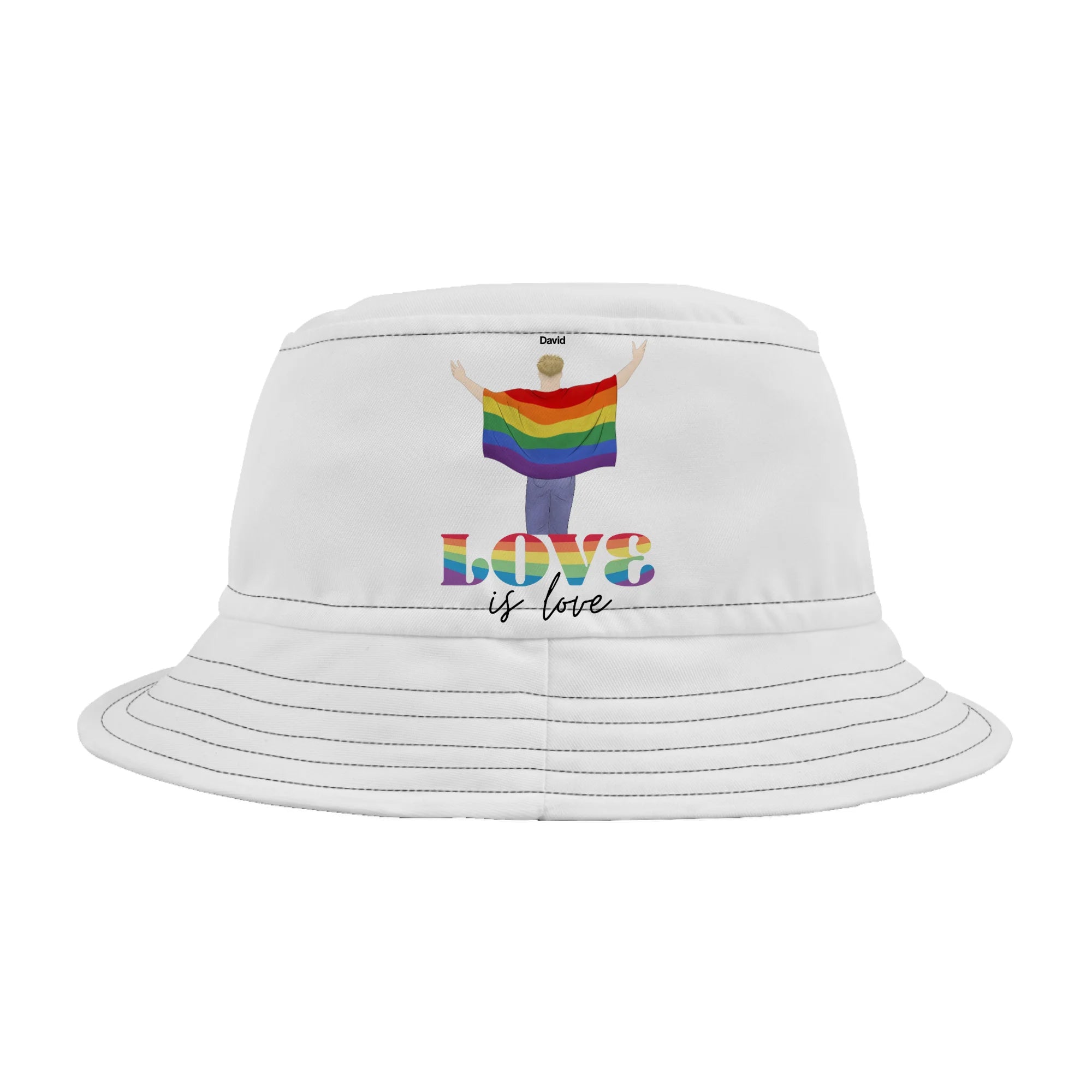 Custom Bucket Hat – Love is Love with Personalized Flags - printtoucan