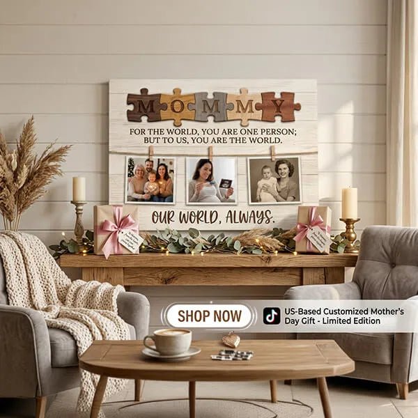 Custom Canvas Print Mommy Puzzle Piece Photo Canvas Personalized Mothers Day Family Photo Wall Art Gift For Mom Nursery Living Room Decor PrintToucan - PrintToucanMother's DayPrinttoucan-12 x 16-1.5‘’