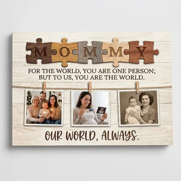 Custom Canvas Print Mommy Puzzle Piece Photo Canvas Personalized Mothers Day Family Photo Wall Art Gift For Mom Nursery Living Room Decor PrintToucan - PrintToucanMother's DayPrinttoucan-12 x 16-1.5‘’
