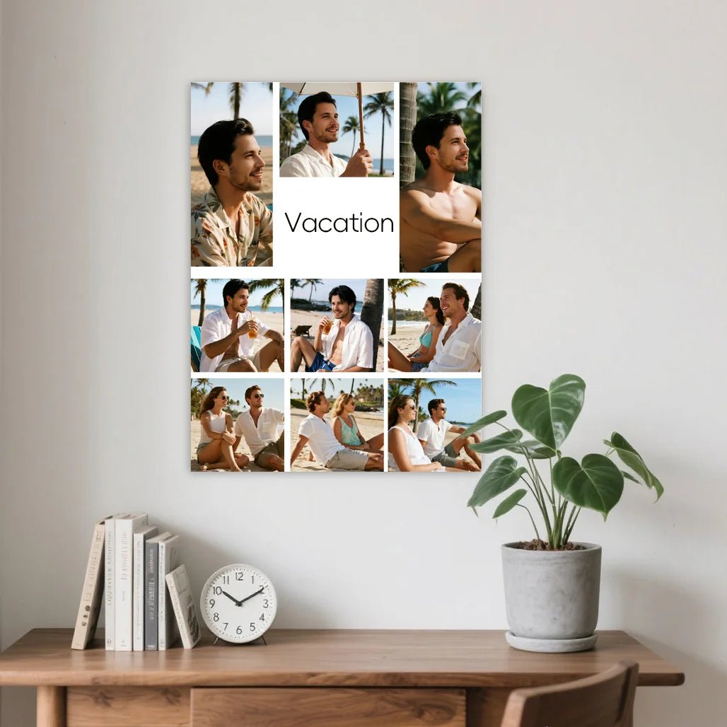Custom Canvas Prints 3 by 4 Vertical 9Pcs Images Upload & Text PrintToucan - printtoucan