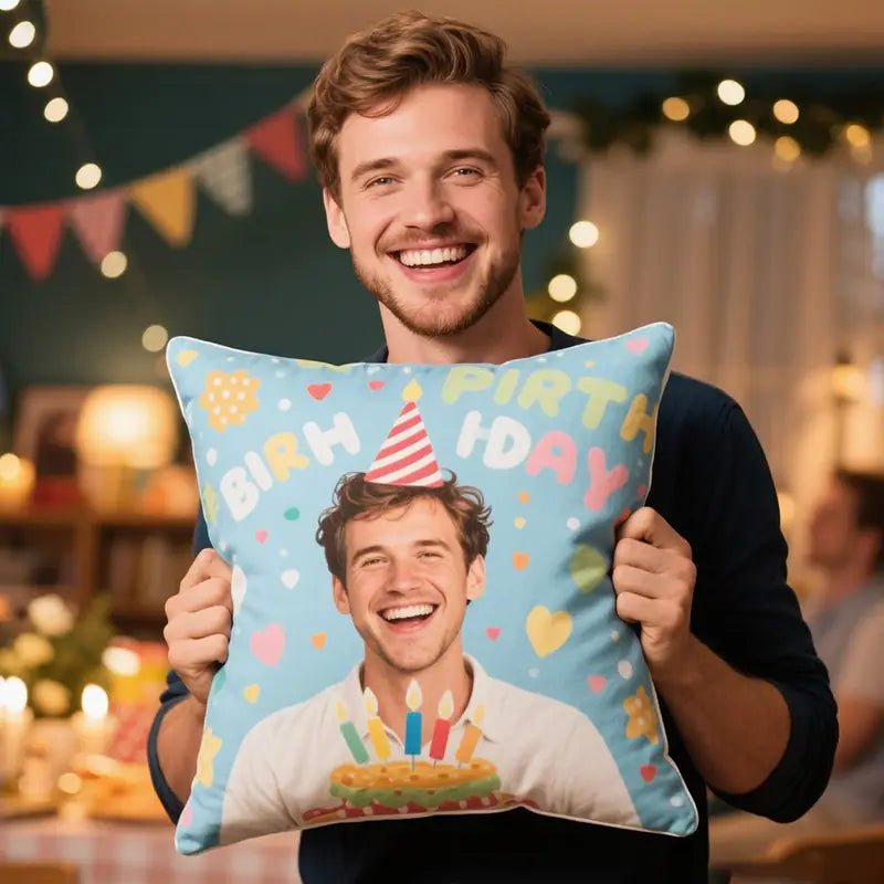 Custom Cushion Birthday Gift with Photo Upload Fast Printing | PrintToucan - printtoucan
