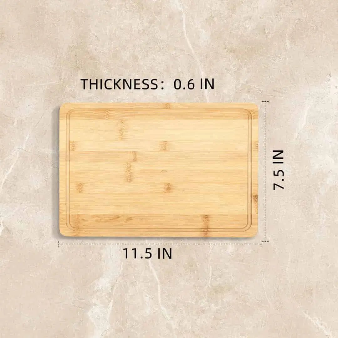 Light Brown Bamboo Custom Cutting Board with Dimensions 11.5x7.5x0.6 Inches – Personalized Wood Engraved Board | PrintToucan