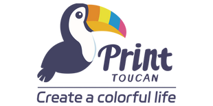 Colorful toucan logo with "Print Toucan" text and "Create a colorful life" slogan | PrintToucan