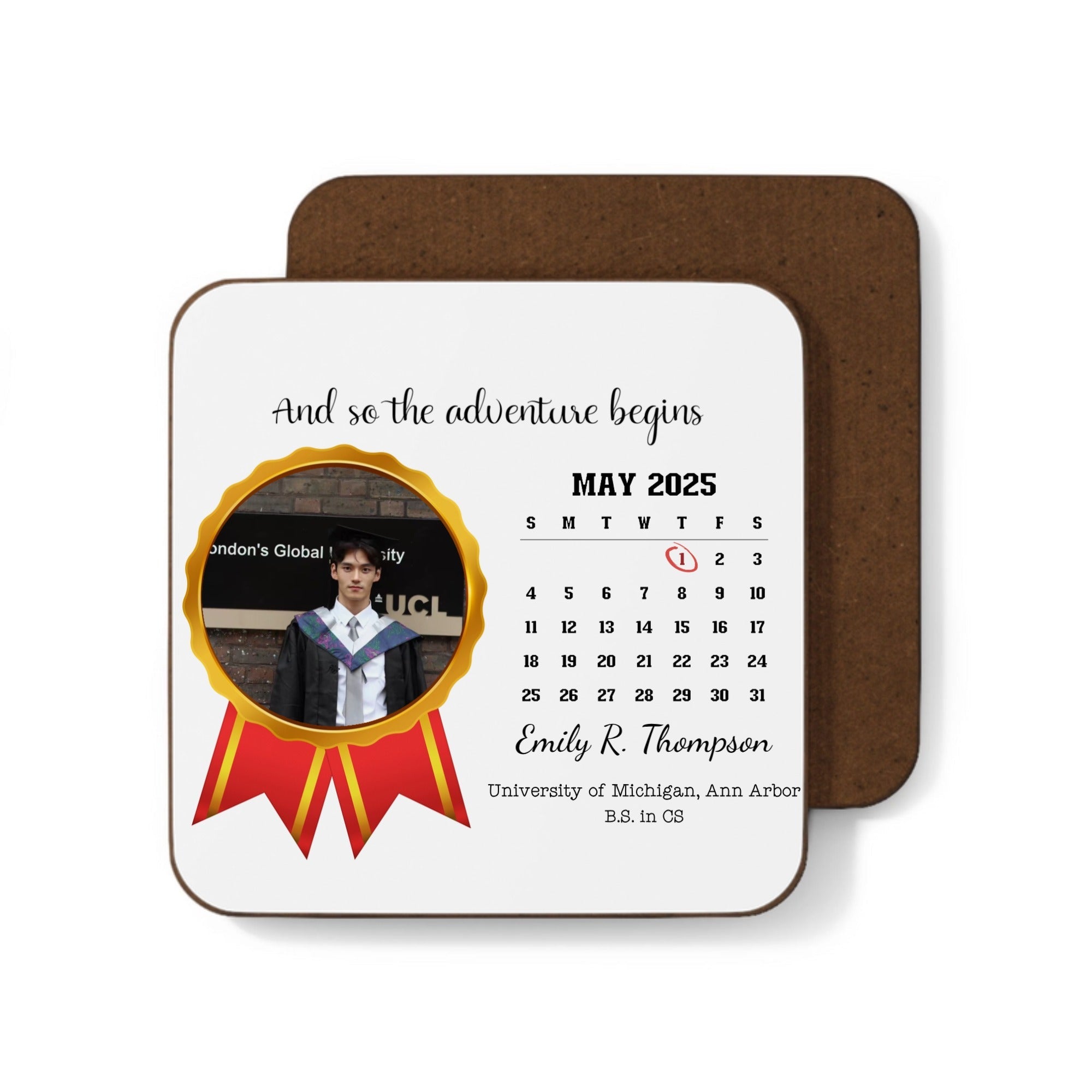 Custom Hardboard Back Coaster – And So The Adventure Begins - printtoucan