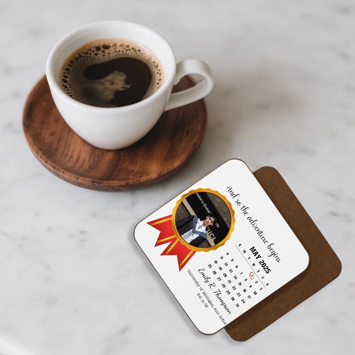 Custom Hardboard Back Coaster – And So The Adventure Begins - printtoucan