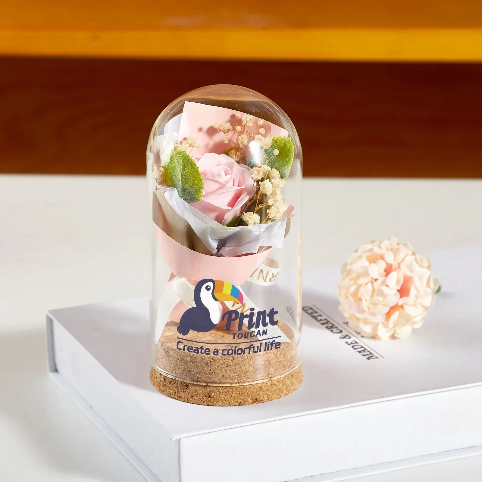 Custom Immortal Flowers Glass Cover Ornaments Valentine's Day Gifts Glass Dried Flowers Custom Photo Text PrintToucan - PrintToucanValentine's Day GiftsPrinttoucan-13.8x15.7inch(35x40)cm