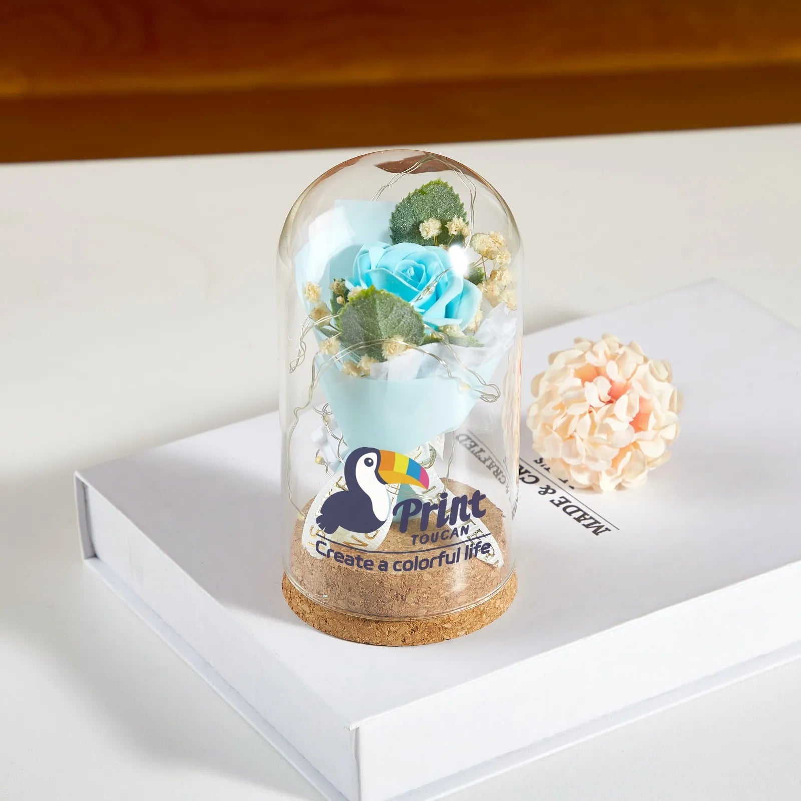 Custom Immortal Flowers Glass Cover Ornaments Valentine's Day Gifts Glass Dried Flowers Custom Photo Text PrintToucan - PrintToucanValentine's Day GiftsPrinttoucan-13.8x15.7inch(35x40)cm