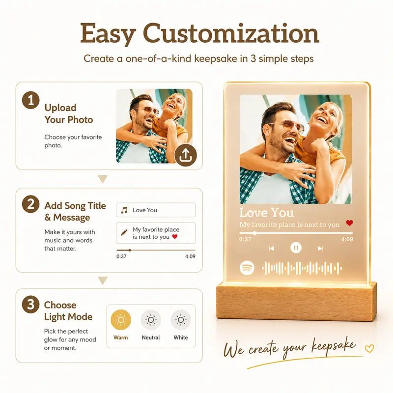 Custom Instagram Post-Style Night Light – Personalized Couple Photo Acrylic Plaque Gift - PrintToucanValentine's Day Gifts