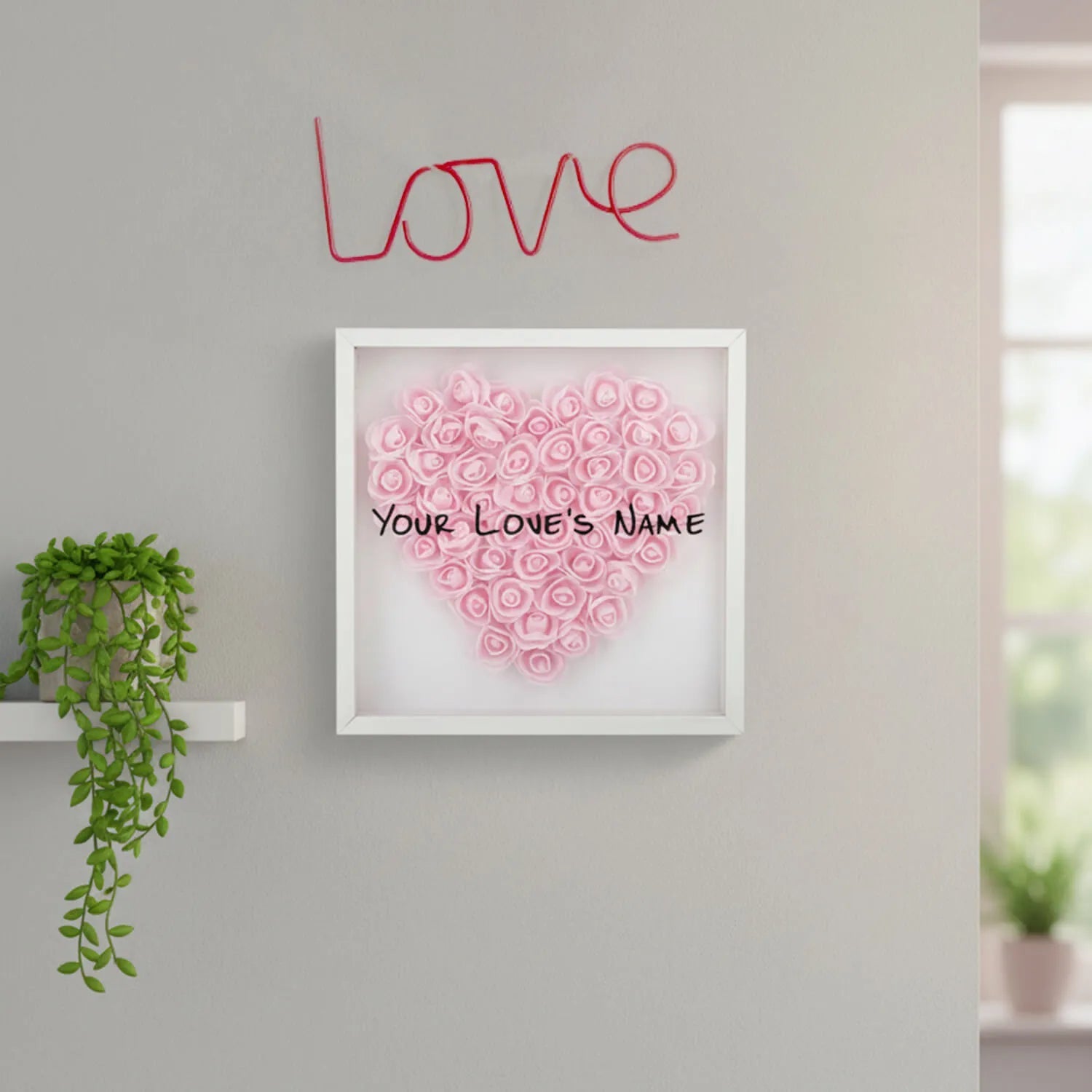 Custom Love Flower Shadow Box Valentine Day Gift PE Foam Flowers Custom Text Home Decor PrintToucan - PrintToucanValentine's Day GiftsPrinttoucan-13.8x15.7inch(35x40)cm-8