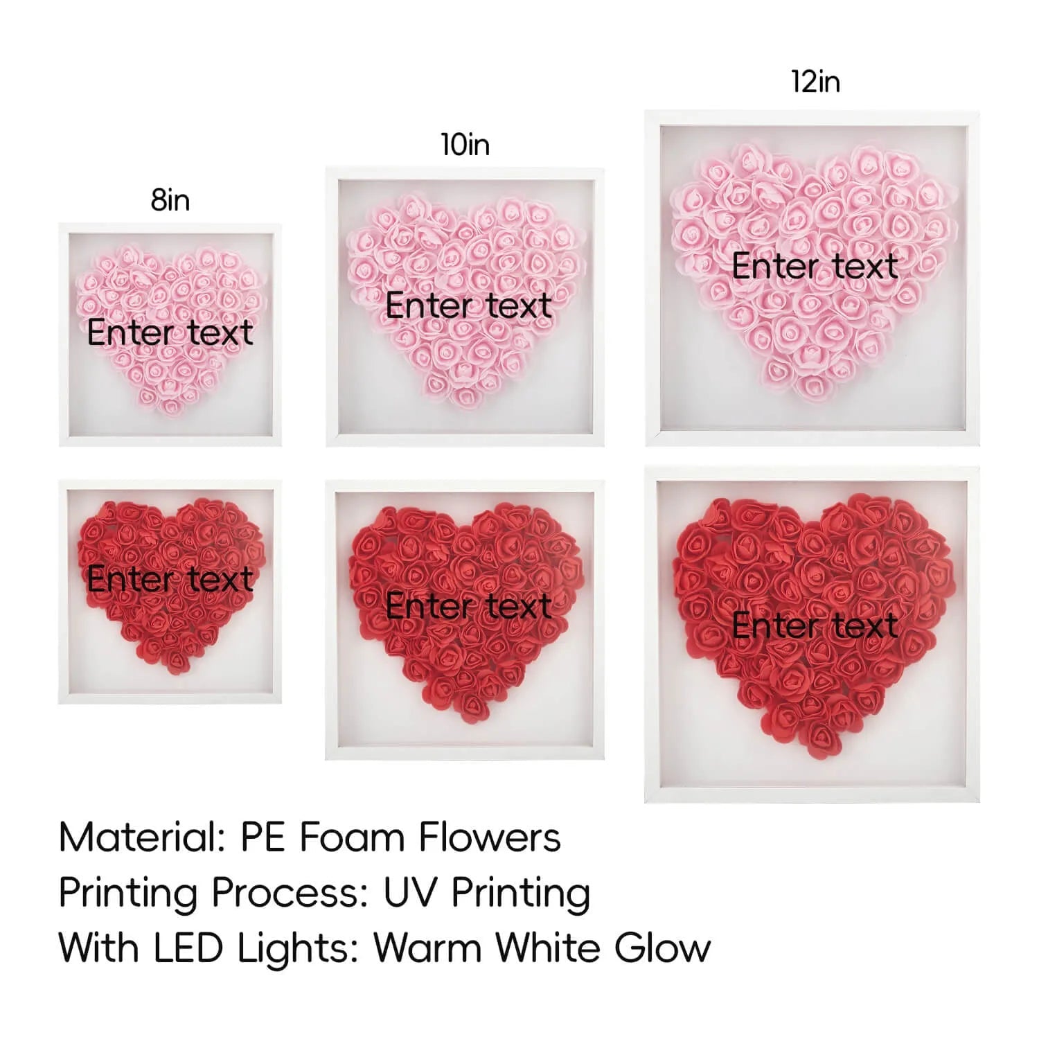 Custom Love Flower Shadow Box Valentine Day Gift PE Foam Flowers Custom Text Home Decor PrintToucan - PrintToucanValentine's Day GiftsPrinttoucan-13.8x15.7inch(35x40)cm-8