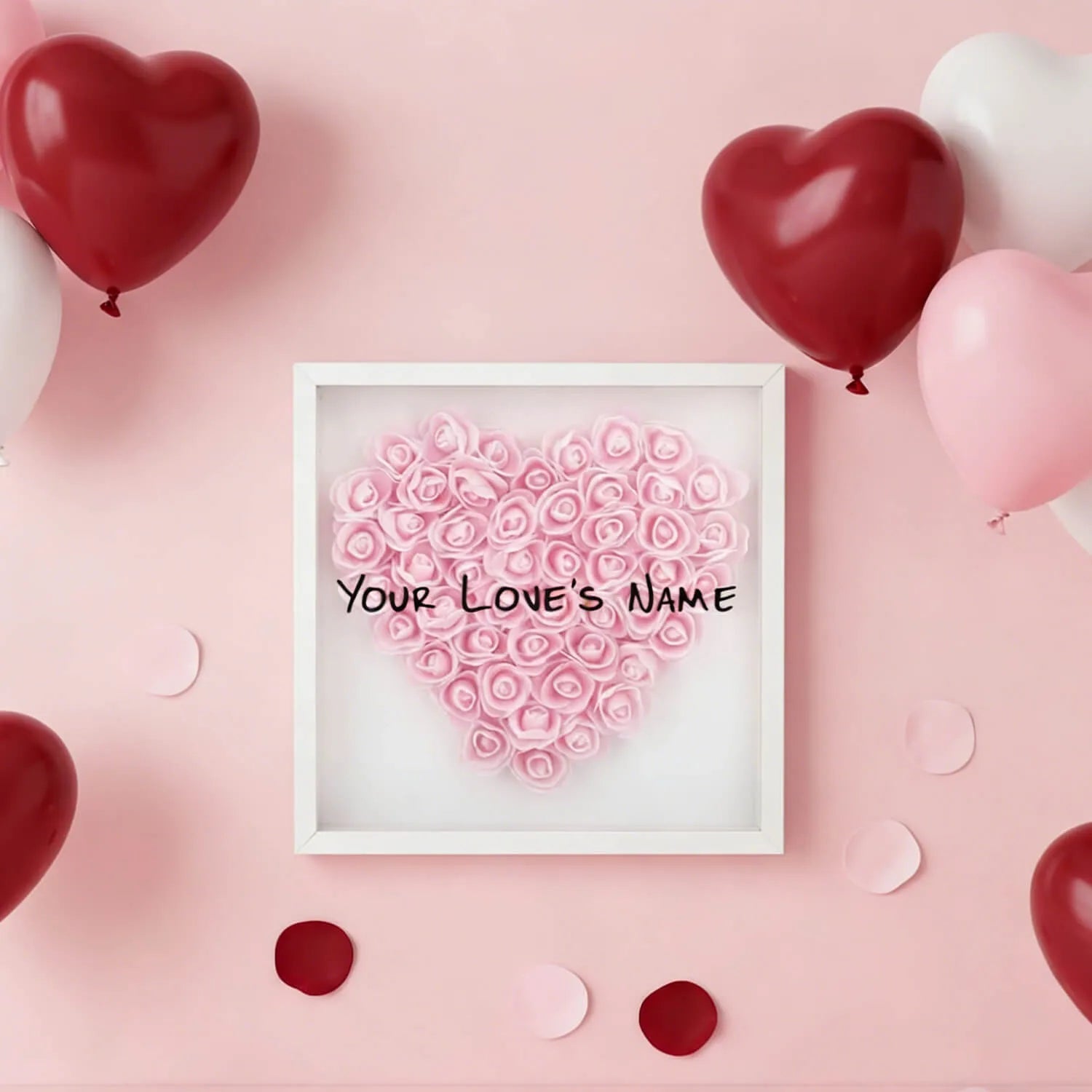 Custom Love Flower Shadow Box Valentine Day Gift PE Foam Flowers Custom Text Home Decor PrintToucan - PrintToucanValentine's Day GiftsPrinttoucan-13.8x15.7inch(35x40)cm-8
