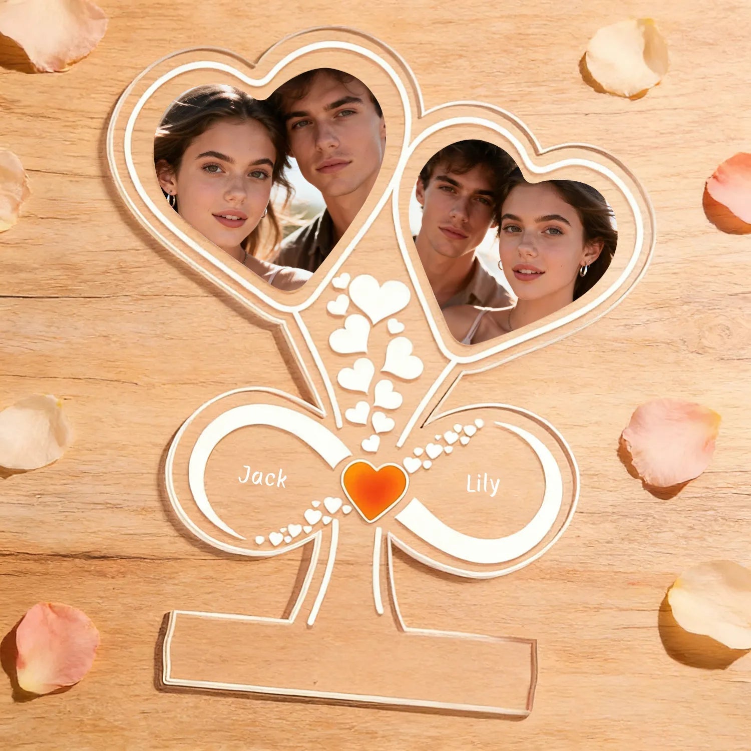 Custom Love Heart Night Light Valentine’s Day Acrylic Photo Night Light Personalized Picture Text PrintToucan - PrintToucanValentine's Day Gifts