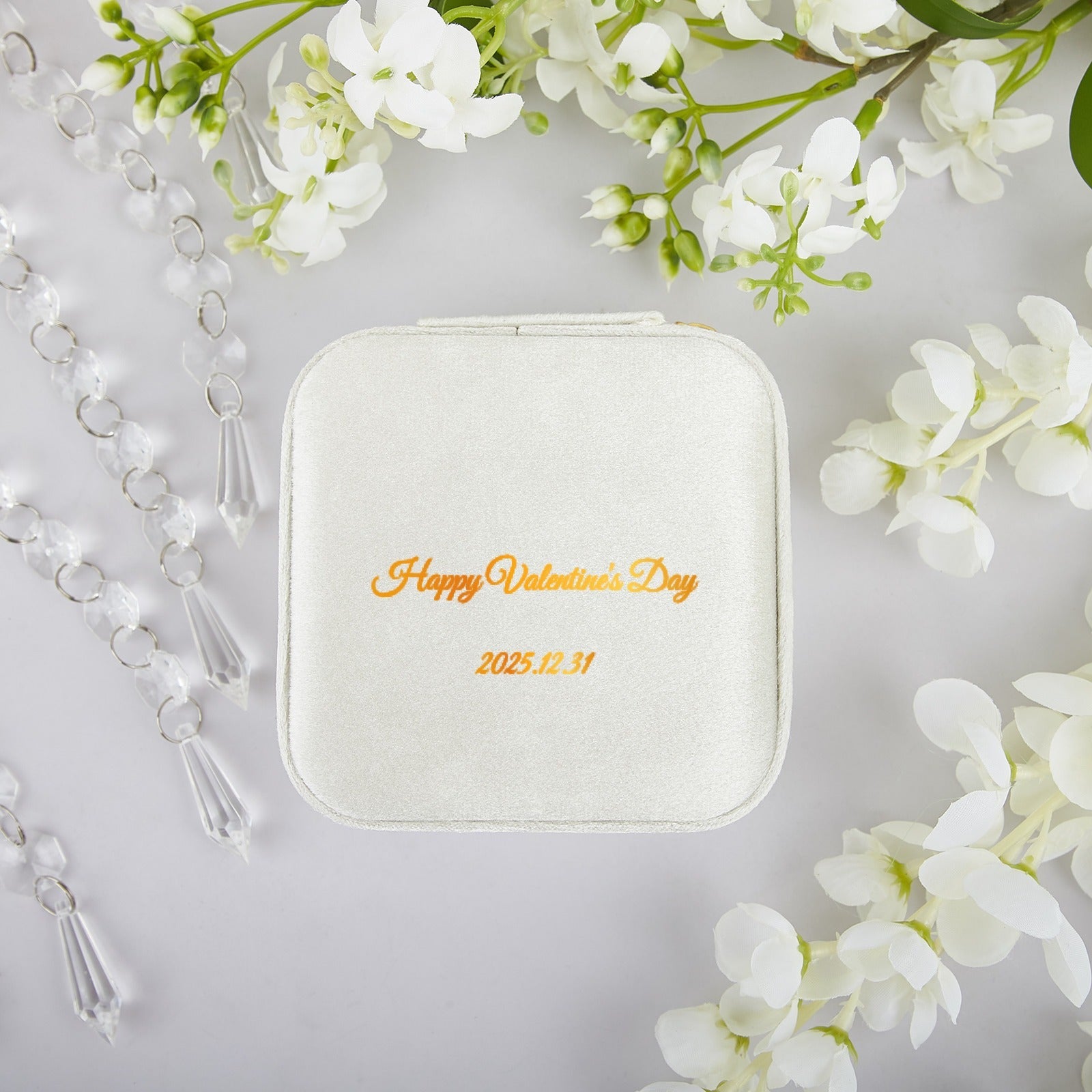 Custom Square Velvet Jewelry Box Valentine’s Day Velvet Text Personalized Gift Made In USA PrintToucan - PrintToucanValentine's Day Gifts