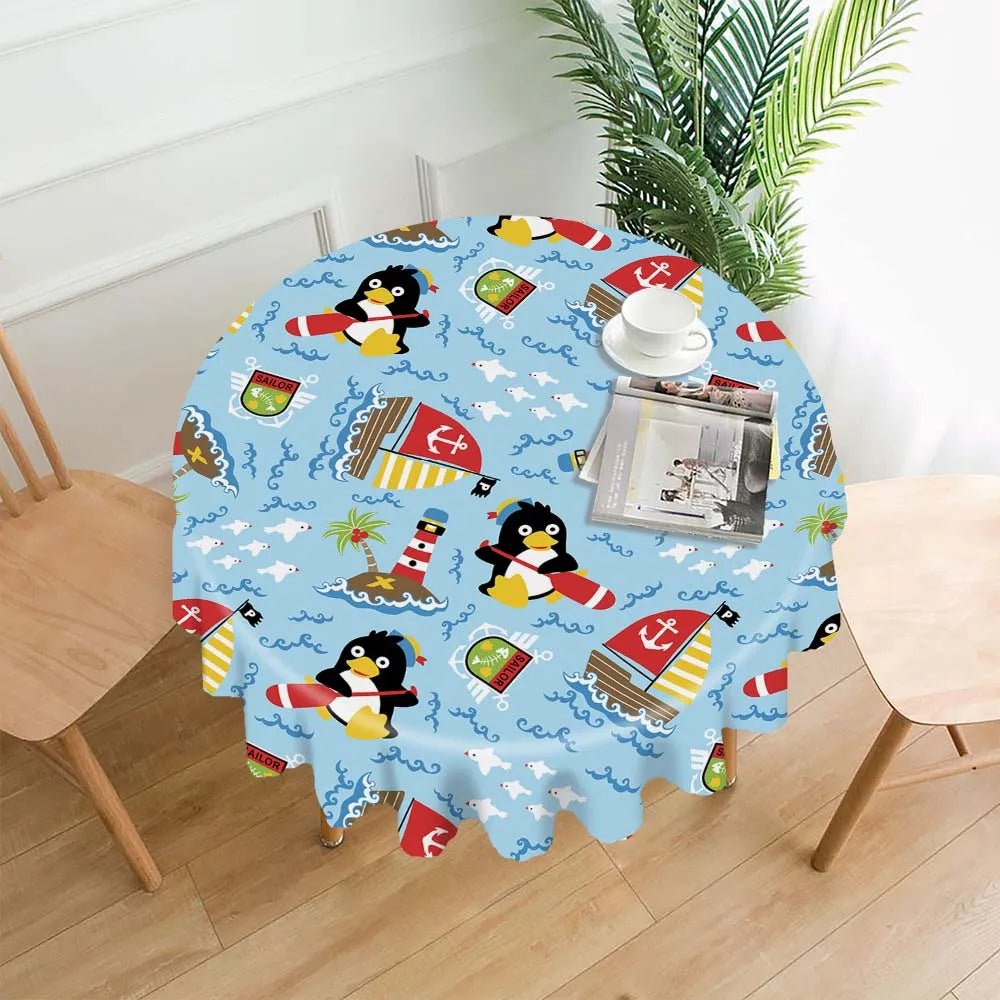 Custom Tablecloth Round Wavy Pattern Lace Polyester Photo Text Home Decor PrintToucan - PrintToucanHome DecorPrinttoucan-60 x 60 in(152 x 152 cm)