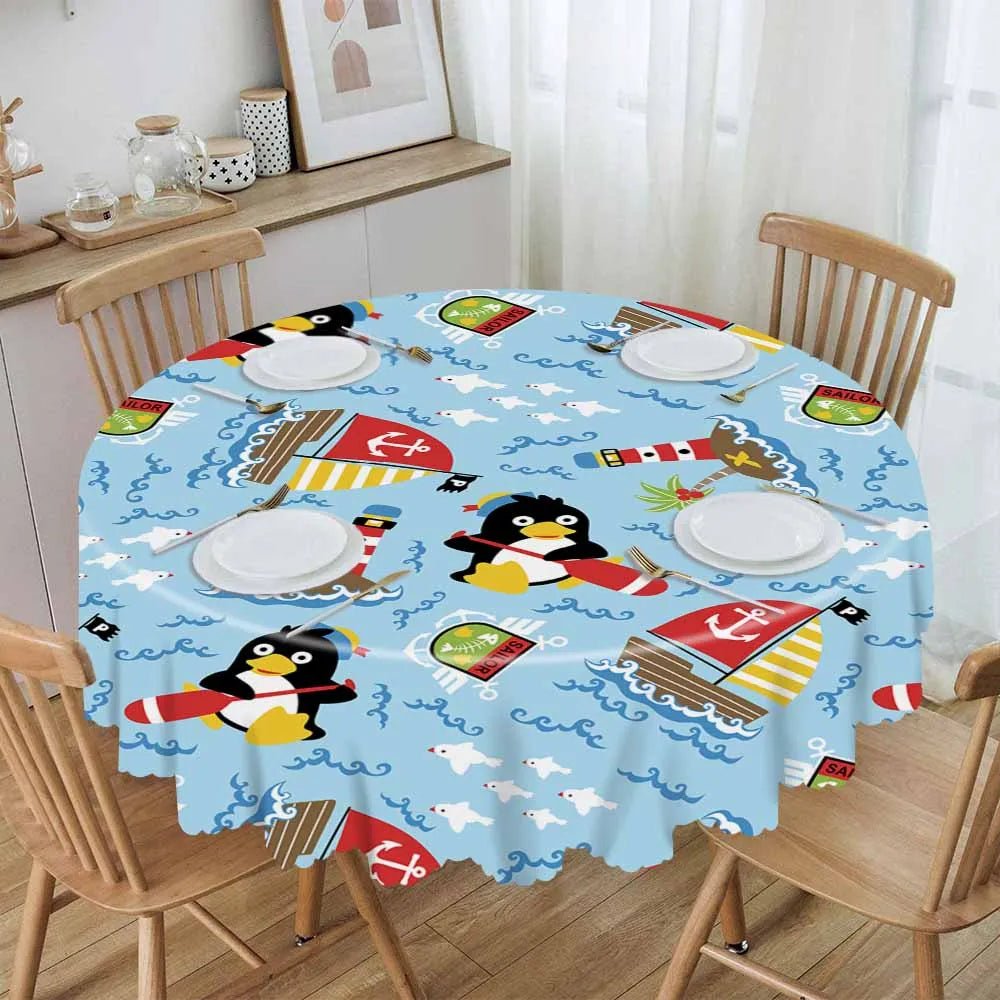 Custom Tablecloth Round Wavy Pattern Lace Polyester Photo Text Home Decor PrintToucan - PrintToucanHome DecorPrinttoucan-60 x 60 in(152 x 152 cm)