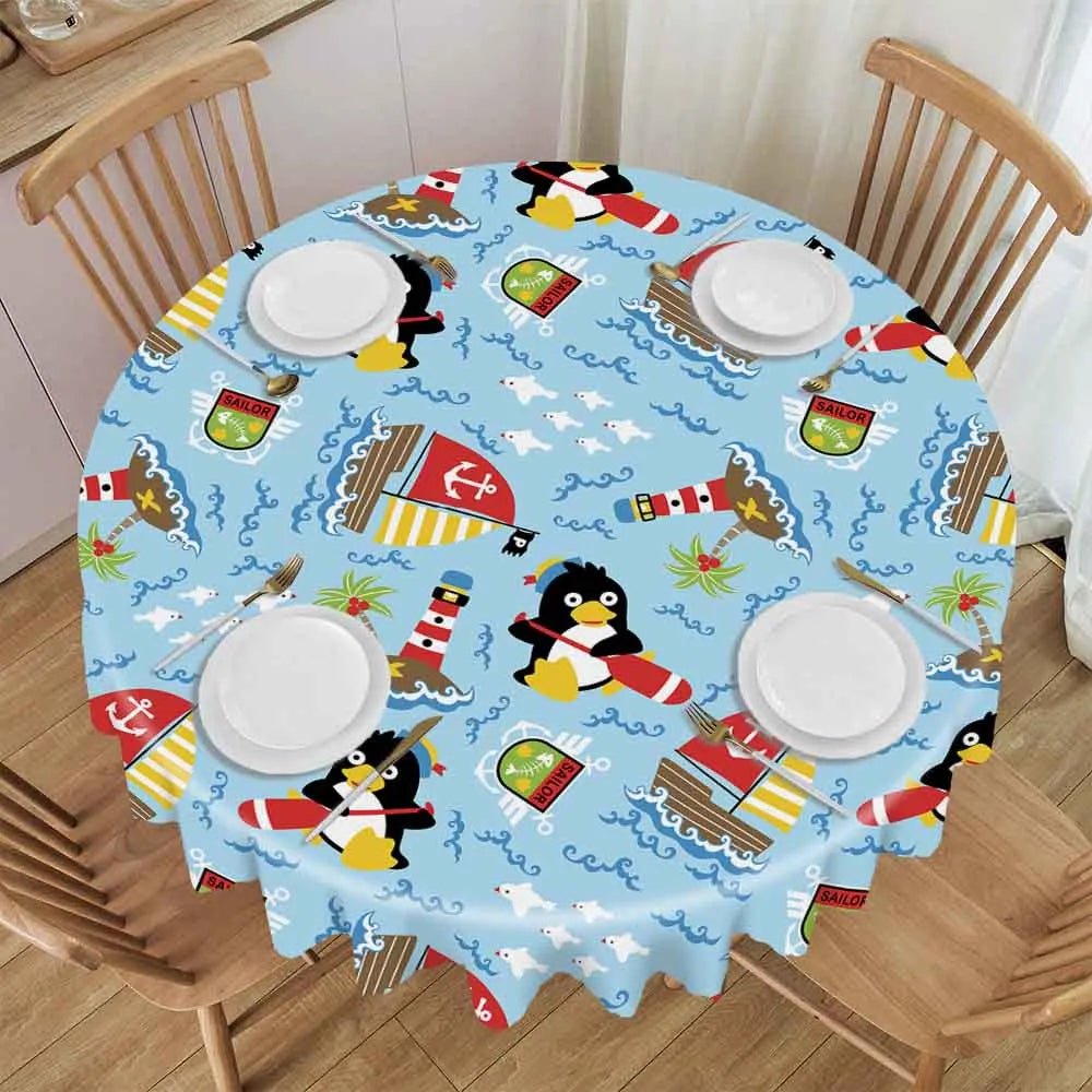 Custom Tablecloth Round Wavy Pattern Lace Polyester Photo Text Home Decor PrintToucan - PrintToucanHome DecorPrinttoucan-60 x 60 in(152 x 152 cm)