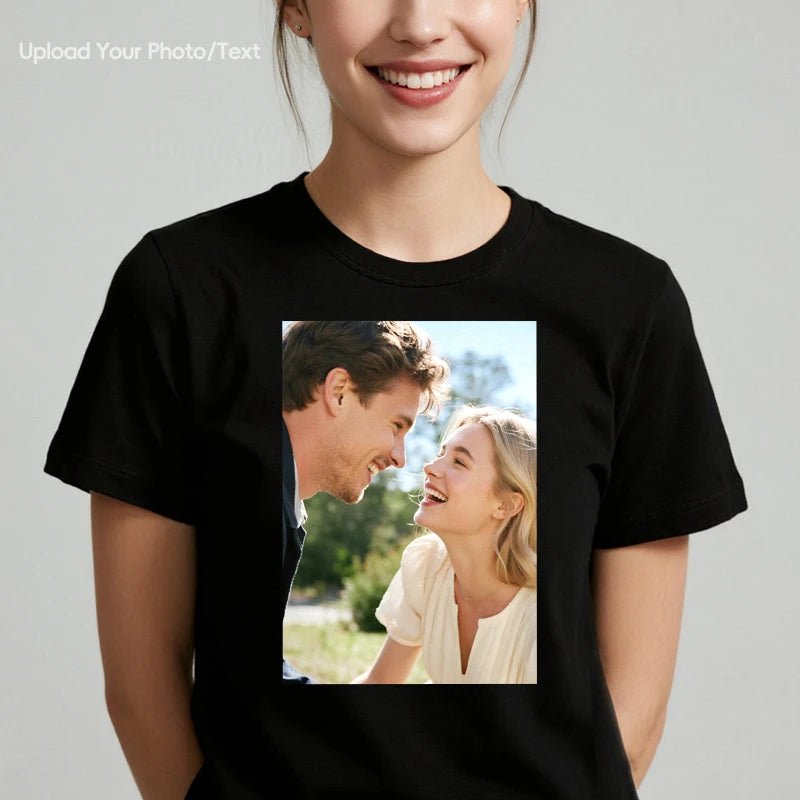 Custom Tee 230g Cotton Short Sleeve Photo Upload Lovers PrintToucan