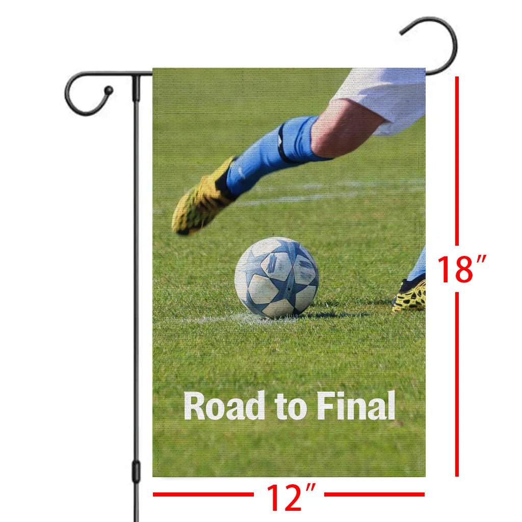 Cheer on your favorite team with this soccer-themed garden flag! Featuring a "Road to Final" design, it’s perfect for outdoor display and showing your sports pride
