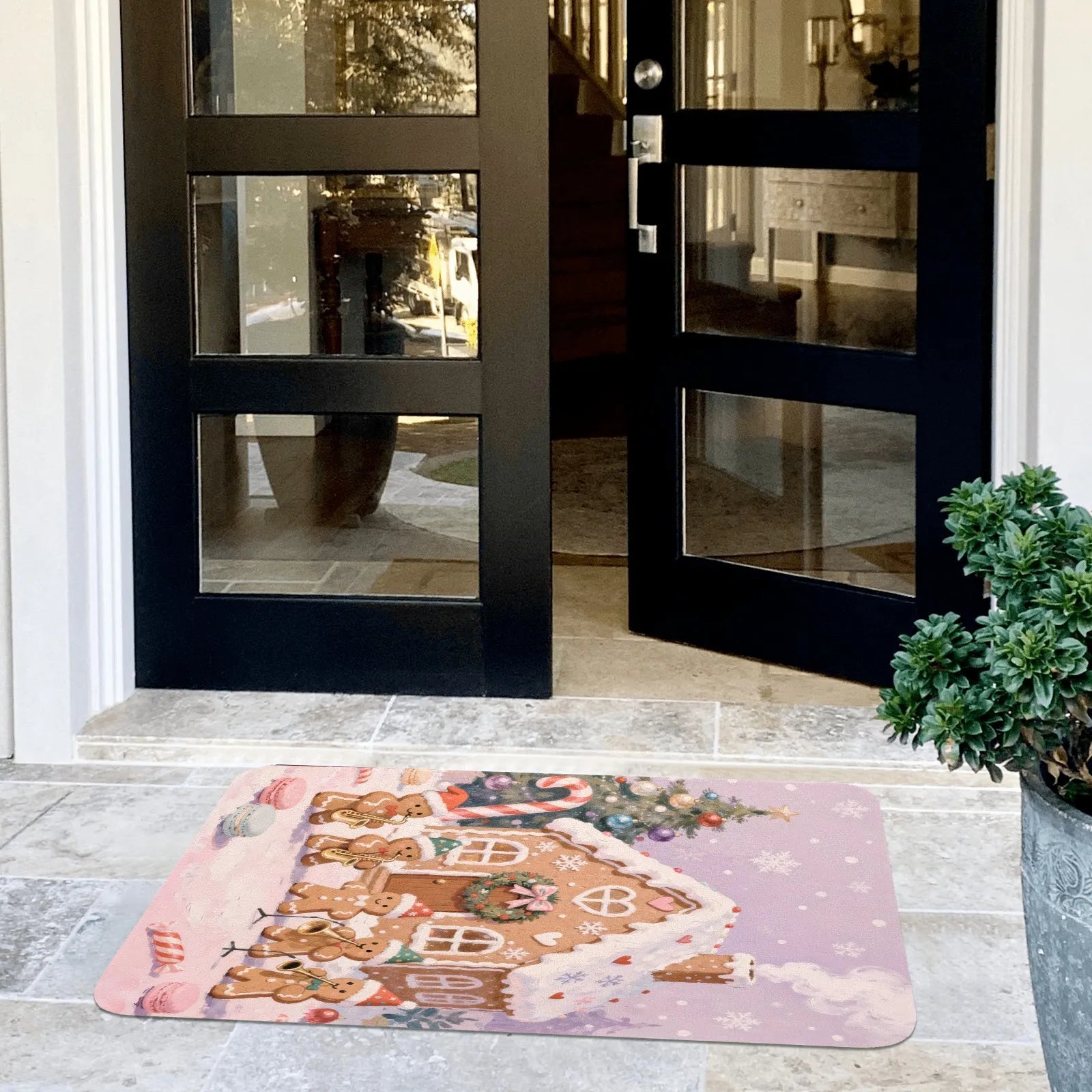 Doormat 640g Rubber Christmas Gingerbread Band Indoor Outdoor Mat – Outdoor Use – PrintToucan - PrintToucanChrismas Gift