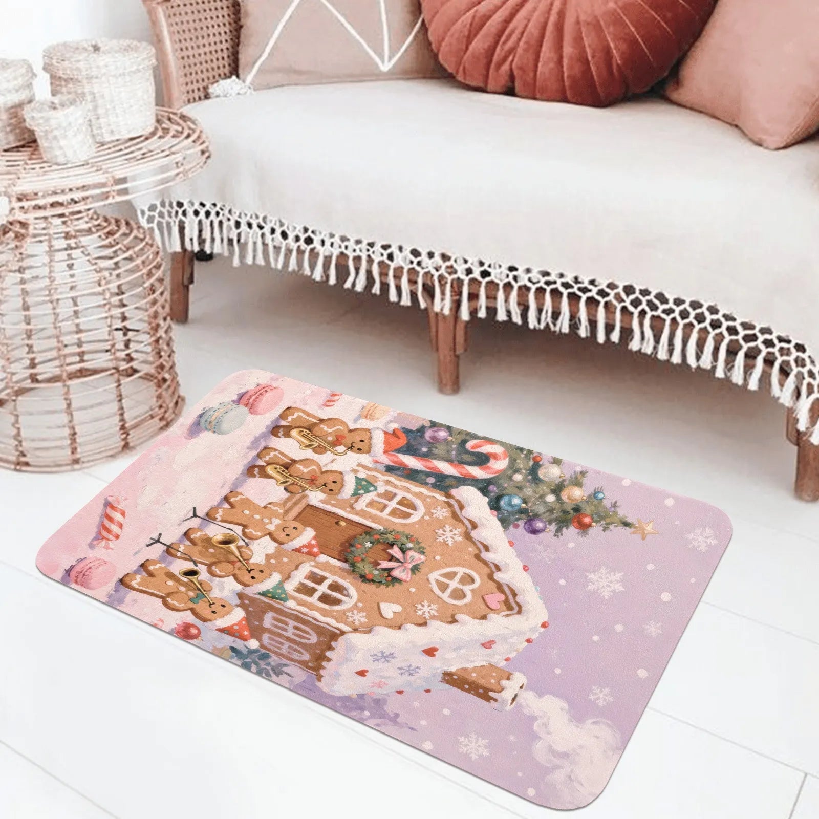 Doormat 640g Rubber Christmas Gingerbread Band Indoor Outdoor Mat – Outdoor Use – PrintToucan - PrintToucanChrismas Gift