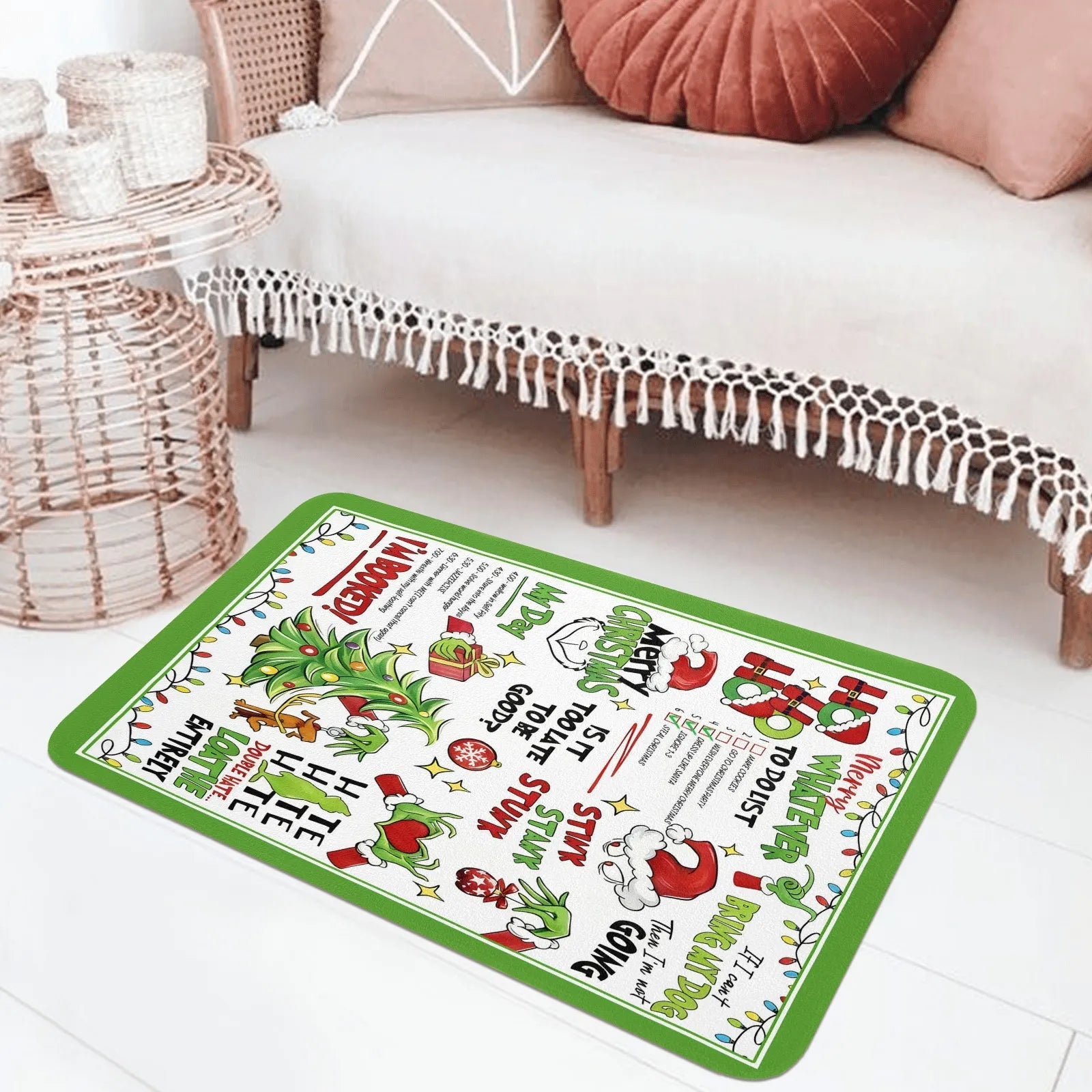 Doormat 640g Rubber Christmas Grinch Theme Outdoor Entry Decor Outdoor PrintToucan - PrintToucanChrismas Gift
