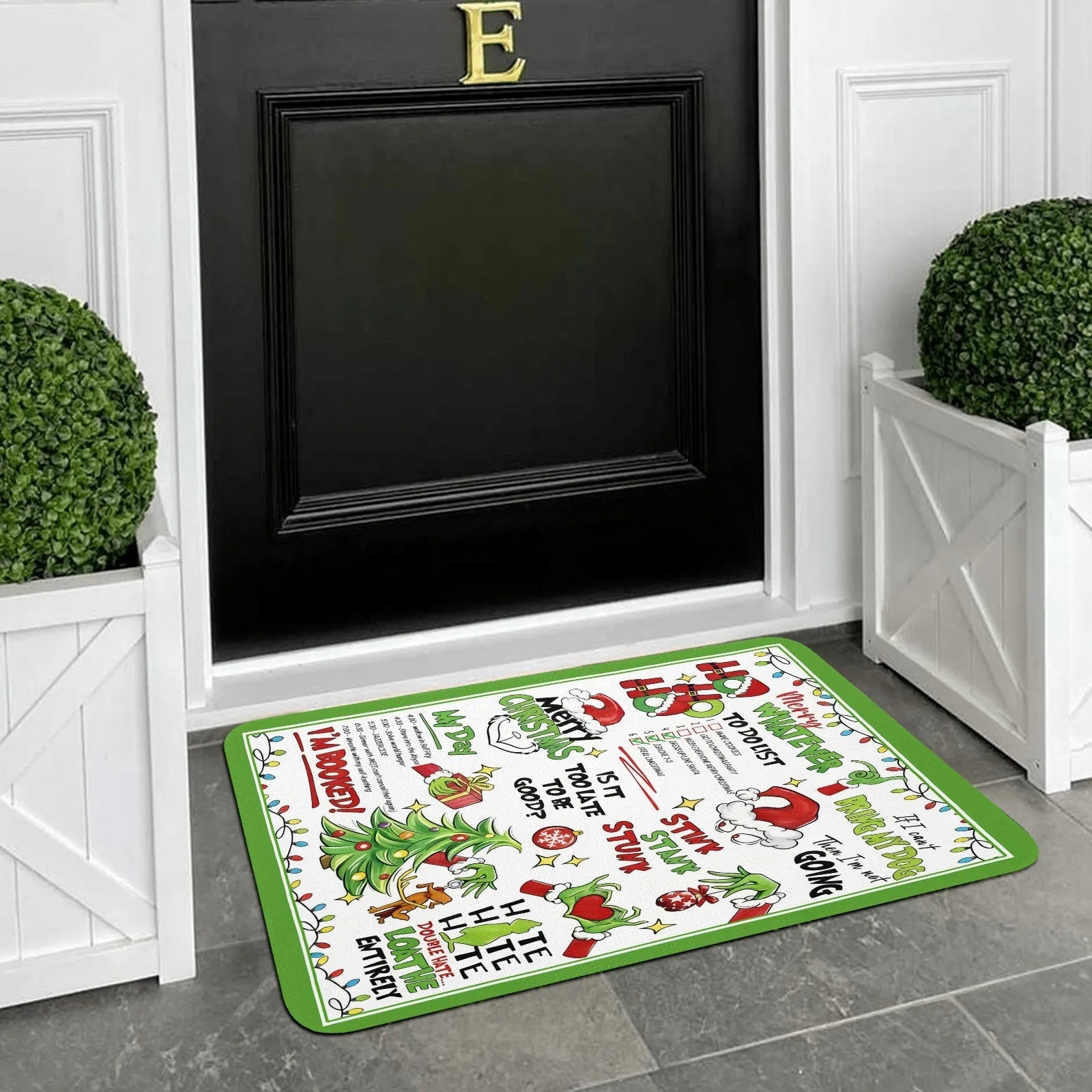 Doormat 640g Rubber Christmas Grinch Theme Outdoor Entry Decor Outdoor PrintToucan - PrintToucanChrismas Gift