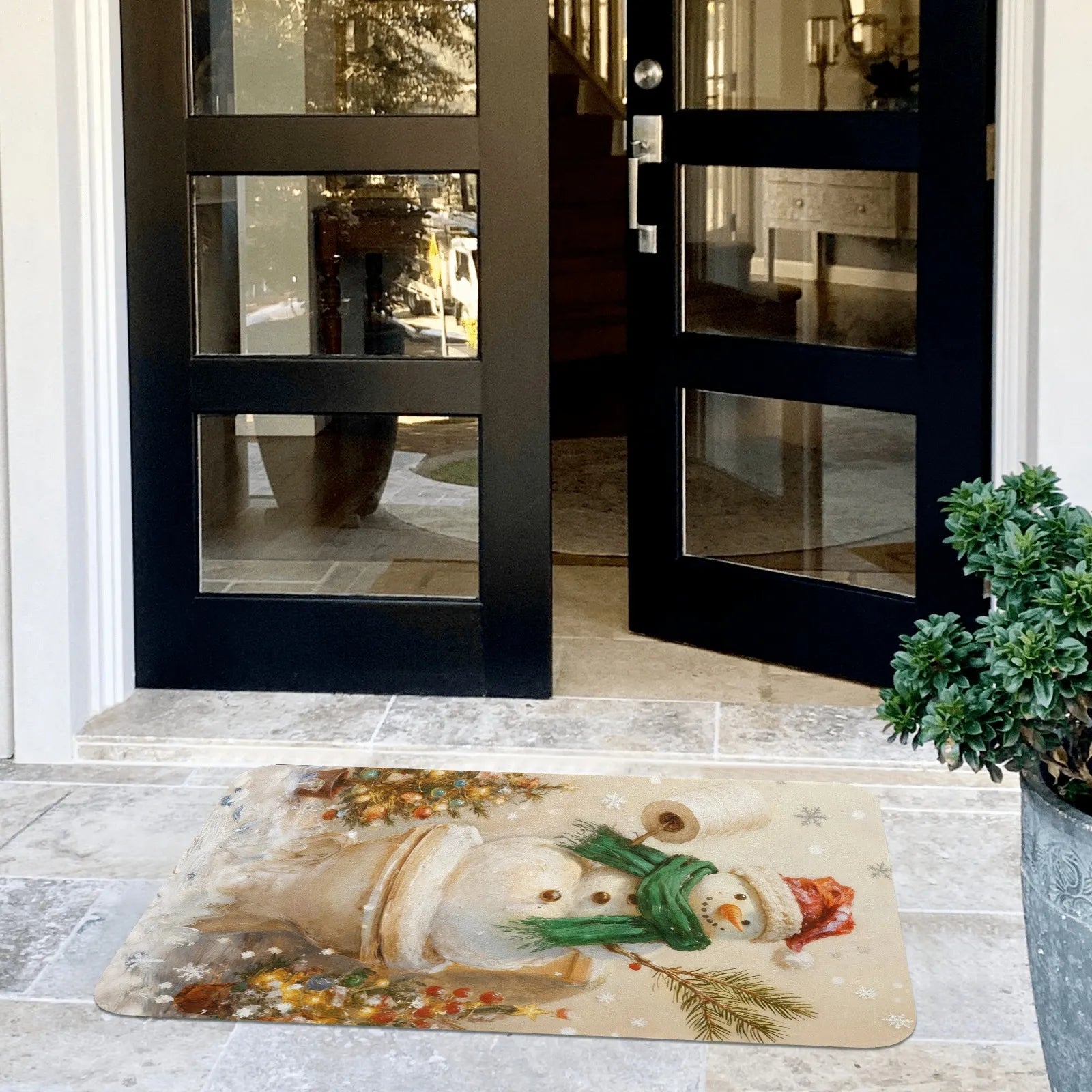 Doormat 640g Rubber Christmas Snowman Toilet Holiday Outdoor Floor Mat Funny Decor PrintToucan - PrintToucanChrismas Gift