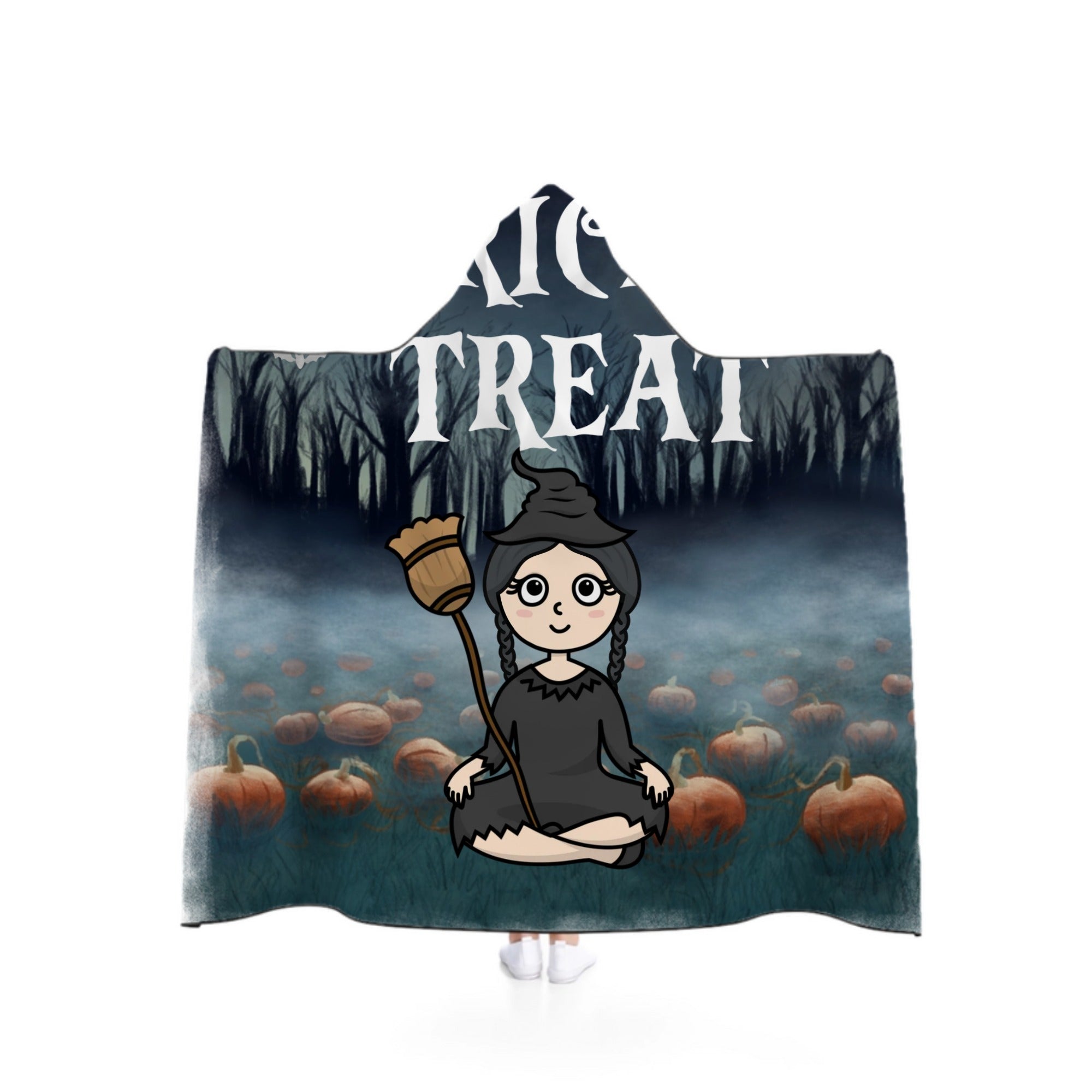 Custom Hooded Blanket – Personalized Halloween Kids Family Design with Names & Costumes