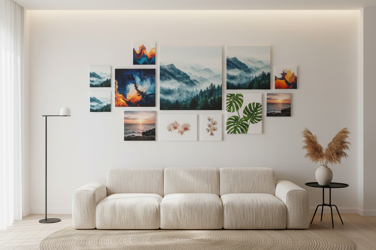 Frameless Wall Art Gallery Scene