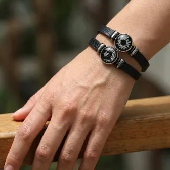 Gemstone Bracelet 2Pcs Glass Sun Moon Luminous Vintage Couple Handmade USA Made PrintToucan - PrintToucanStandard