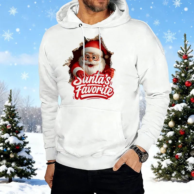 Hooded Sweatshirt Unisex Cotton Christmas Santa's Favorite Ripped Graphic Best Hooded Sweatshirt PrintToucan - PrintToucanChrismas Gift