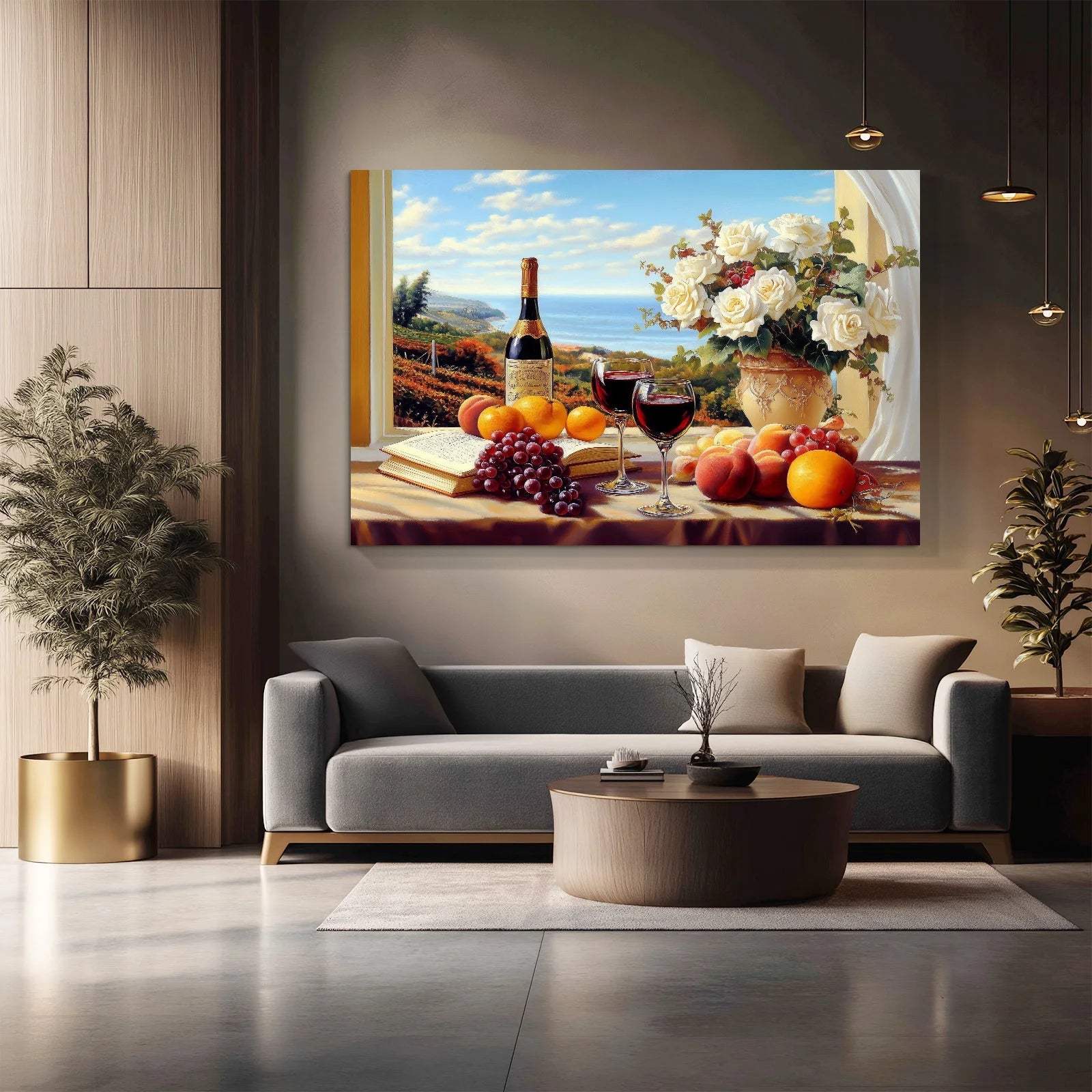 Mediterranean Wine & Roses Canvas Wall Art – Restaurant & Dining Room Décor | PrintToucan - PrintToucanCanvas Wall Art