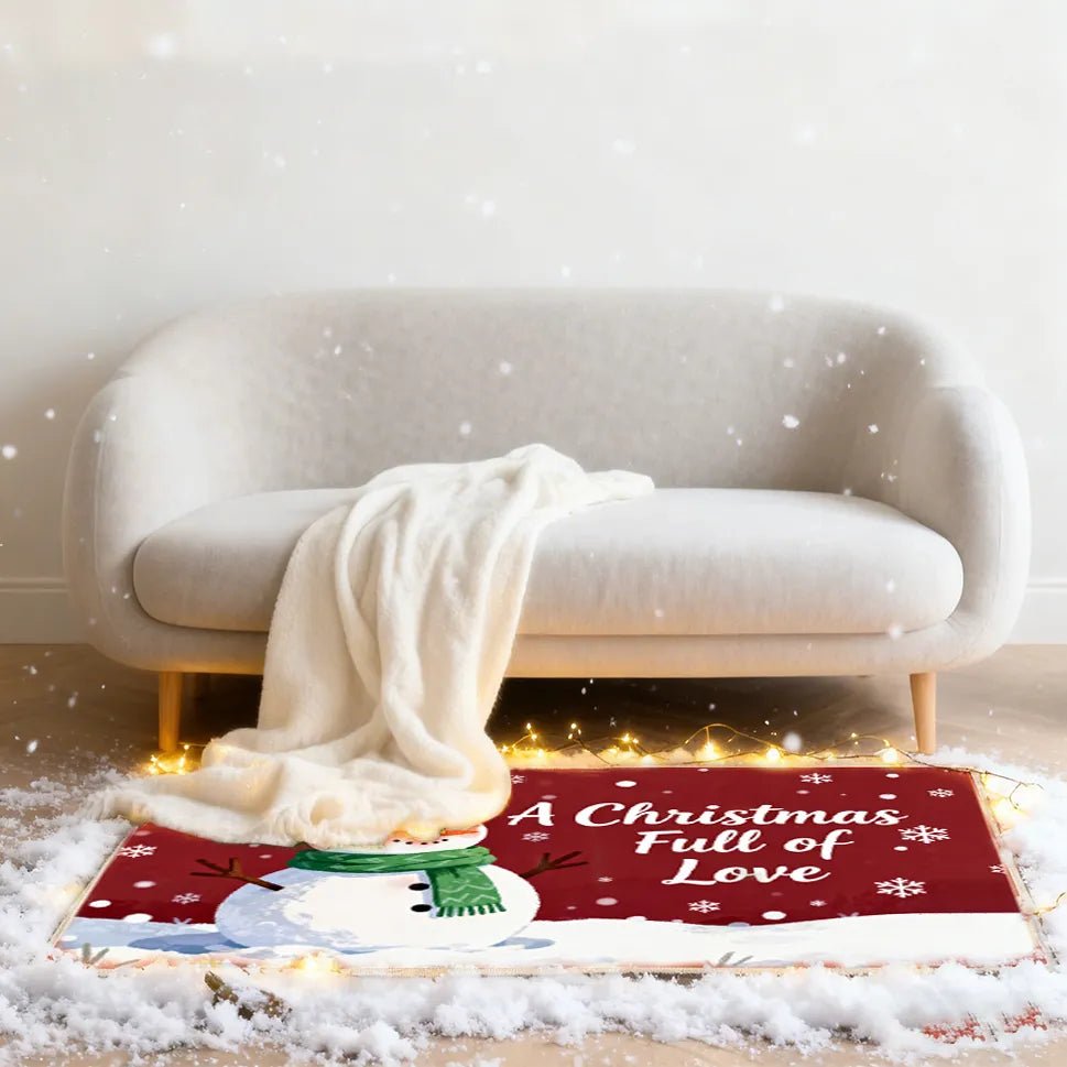 Rug Washable Backing Spun Cashmere Christmas Theme Snowman Illustration Rug Cleaning PrintToucan - PrintToucanChrismas Gift
