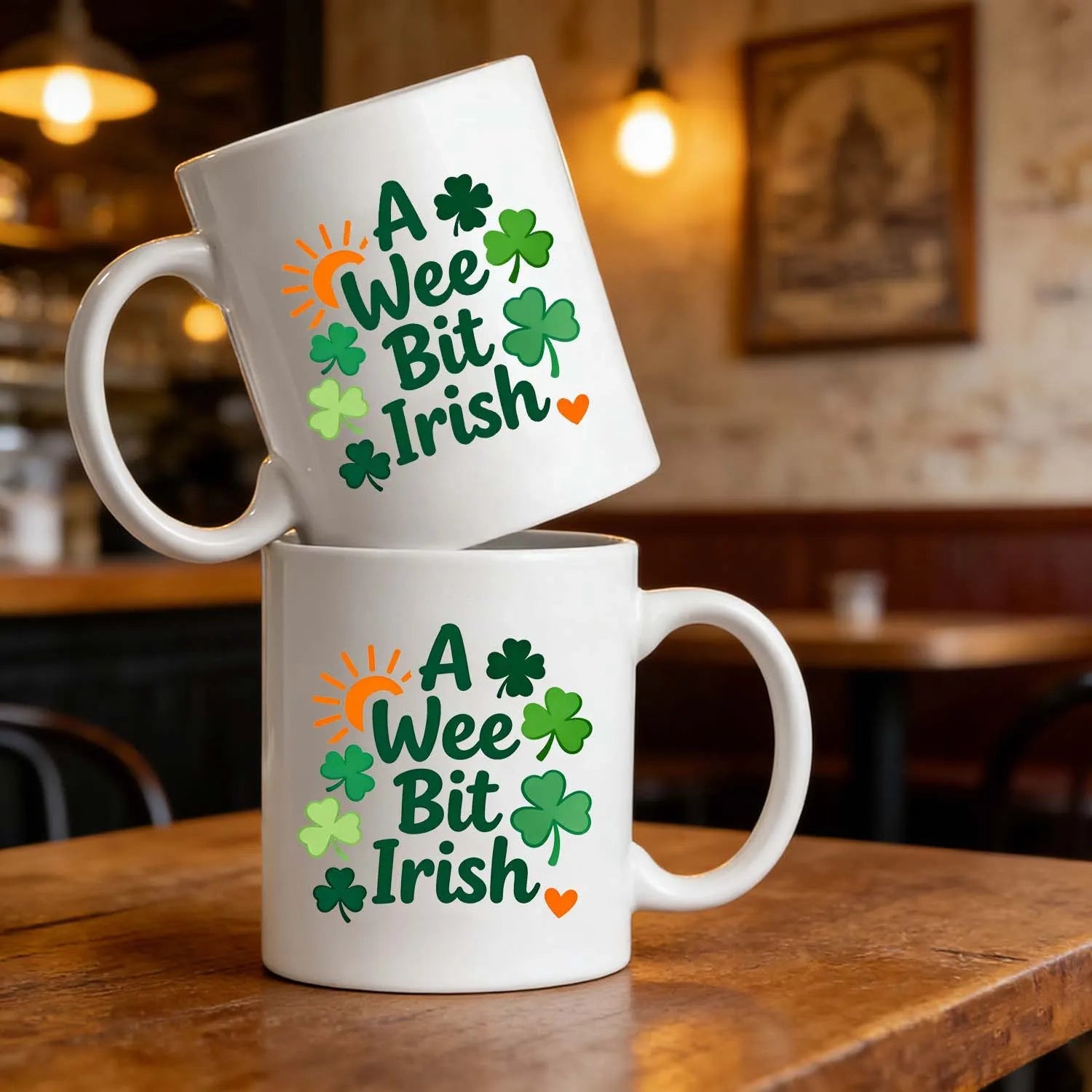 St. Patrick's Day Mug A Wee Bit Irish Ceramic Coffee Mug Shamrock Clover Sun Heart Green Irish Gift PrintToucan - PrintToucanSt. Patrick’s DayPT-MUG-11OZ-LOVERS