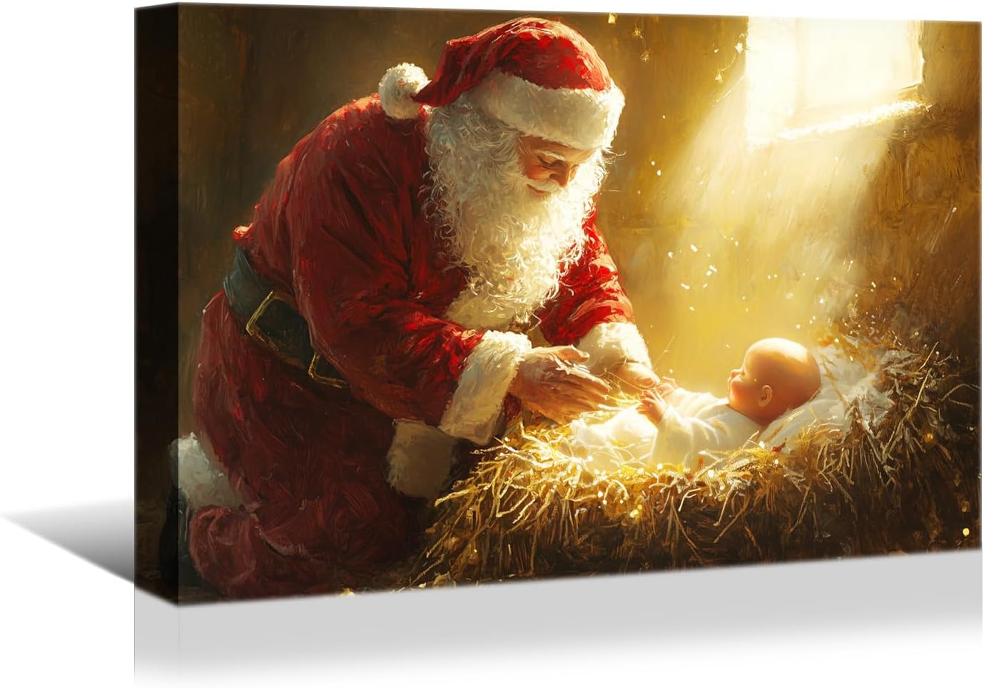 YONICA Christmas Wall Decor Santa Canvas Wall Art Home Decorations 36x24 Inches - Santa Pictures Jesus Prints Winter Painting Xmas Artworks for Living Room Bedroom - PrintToucanYKSDT703-16"L x 12"W