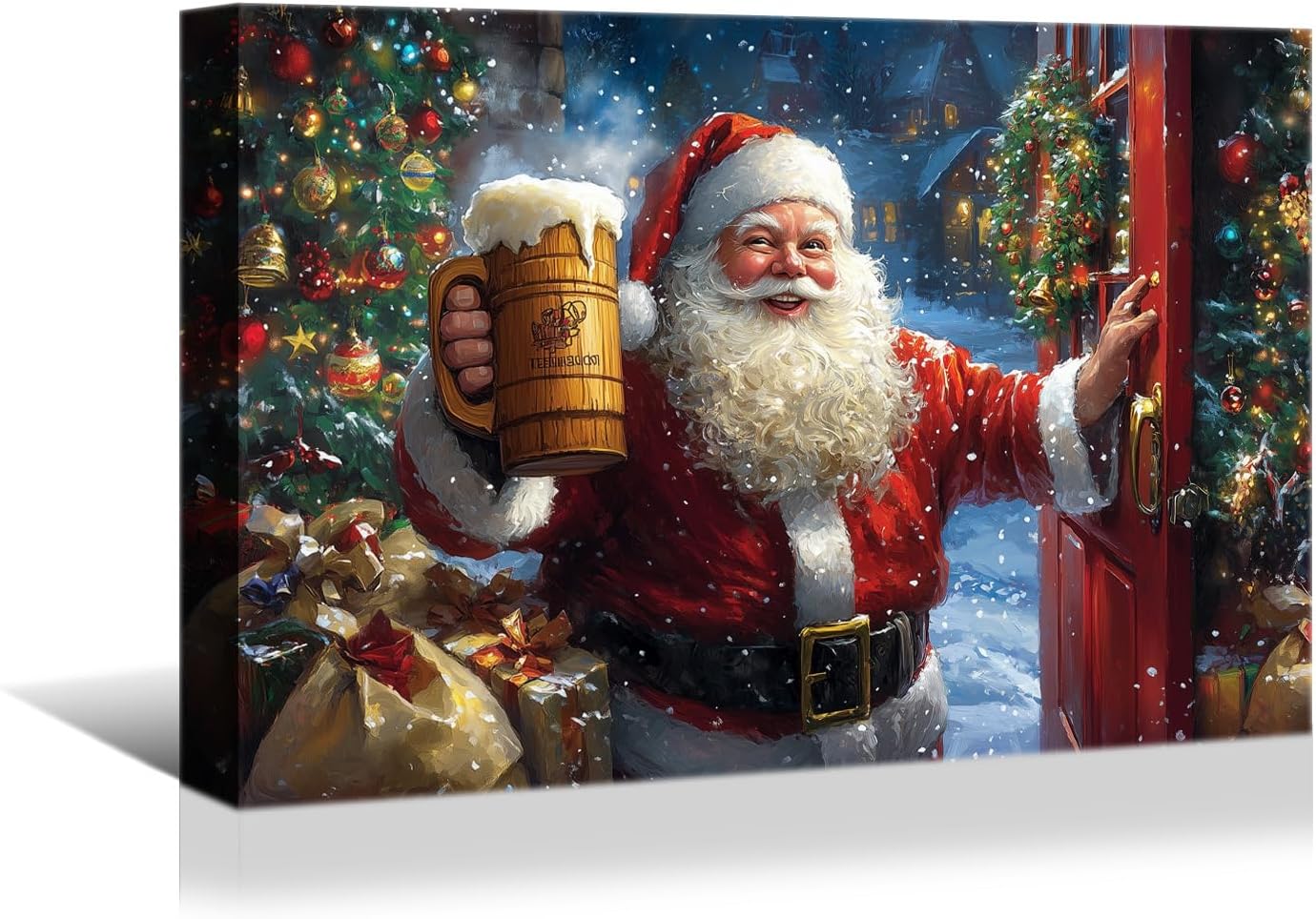 YONICA Christmas Wall Decor Santa Canvas Wall Art Home Decorations 36x24 Inches - Santa Pictures Jesus Prints Winter Painting Xmas Artworks for Living Room Bedroom - PrintToucanYKSDT708-16"L x 12"W