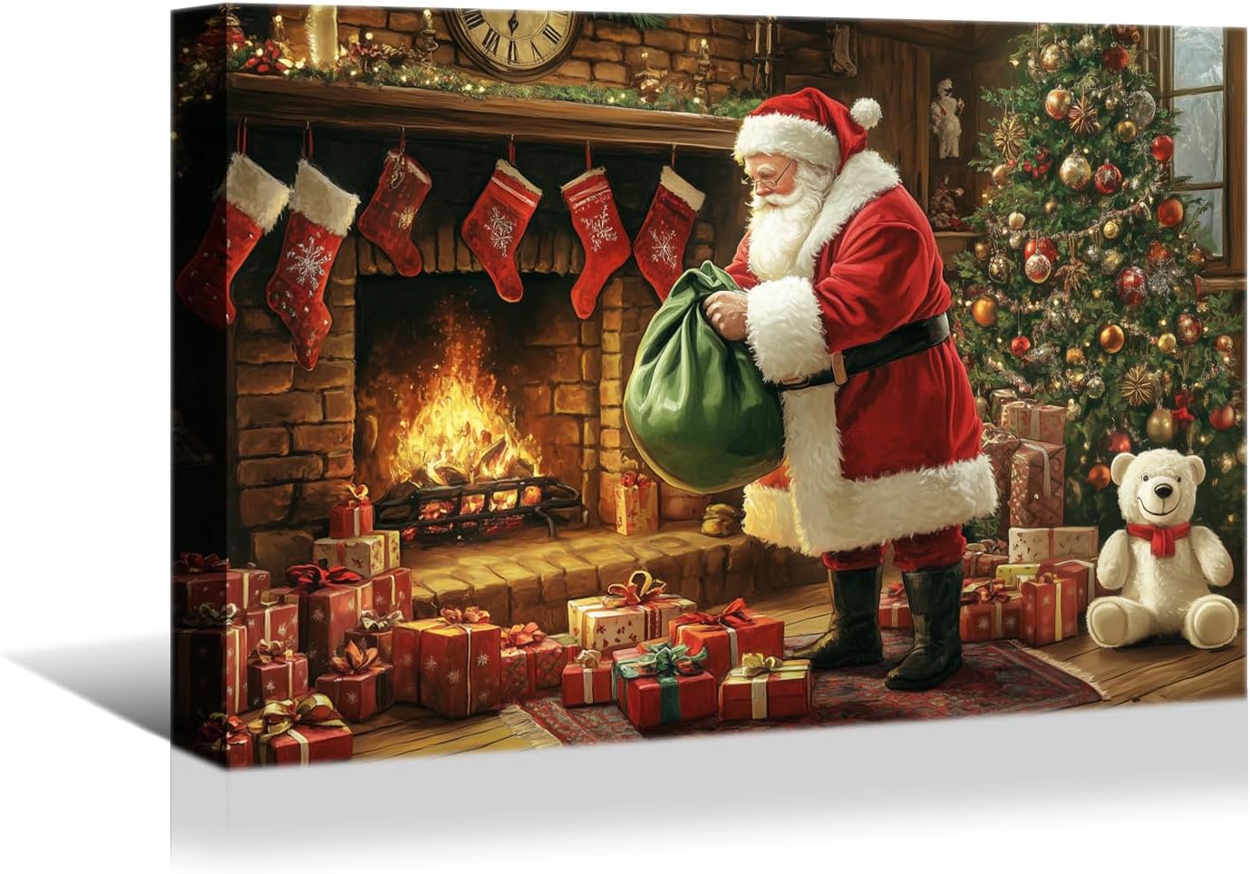 YONICA Christmas Wall Decor Santa Canvas Wall Art Home Decorations 36x24 Inches - Santa Pictures Jesus Prints Winter Painting Xmas Artworks for Living Room Bedroom - PrintToucanYKSDT701-16"L x 12"W