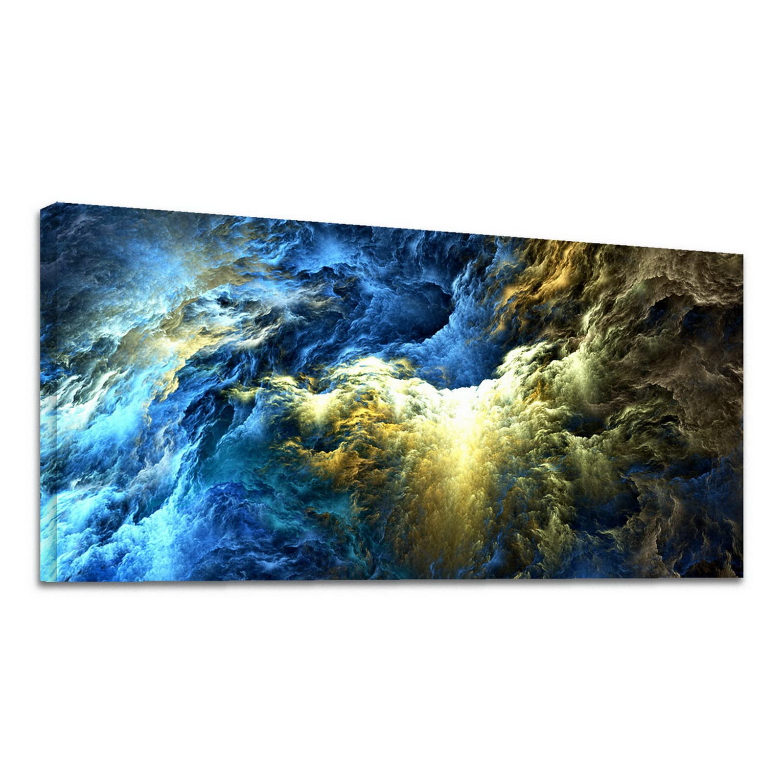 YONICA Wall Canvas Abstract Painting, Wall Art Decor Abstract Wall Painting Picture of Mountain Valley Clouds Framed Stretched Printed on Canvas for Home Living Room Bedroom Office 24 X 48 Inches - PrintToucanAbstract Painting502-2448