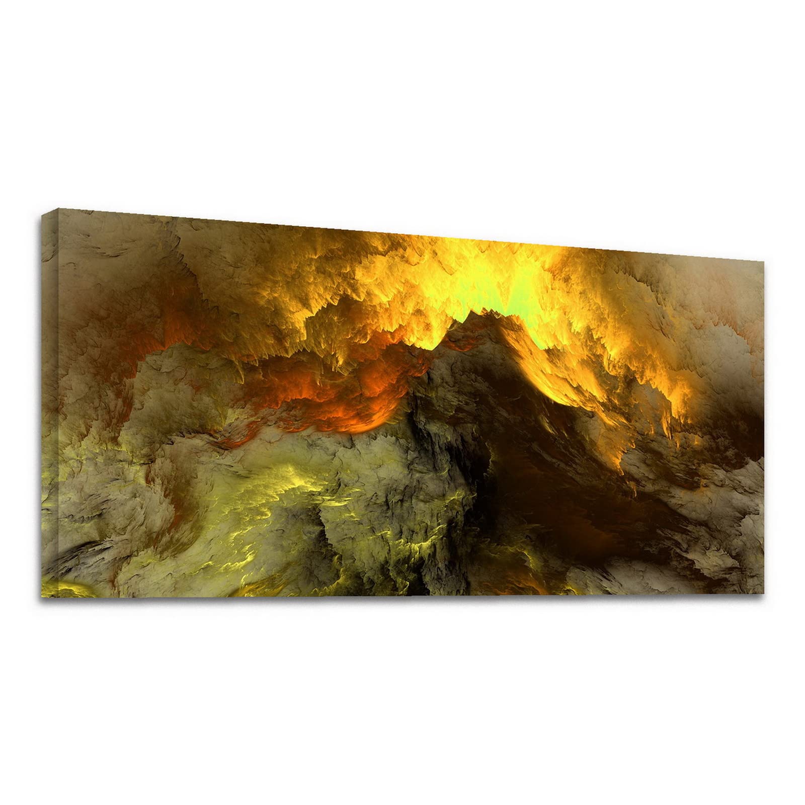 YONICA Wall Canvas Abstract Painting, Wall Art Decor Abstract Wall Painting Picture of Mountain Valley Clouds Framed Stretched Printed on Canvas for Home Living Room Bedroom Office 24 X 48 Inches - PrintToucanAbstract Painting503-2448