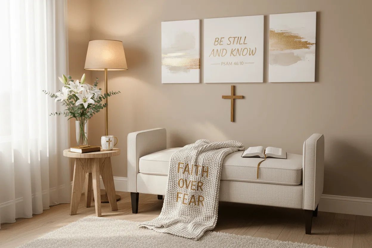 Transform Your Home: How to Create a Peaceful Christian Prayer Corner with Personalized Wall Art - PrintToucan