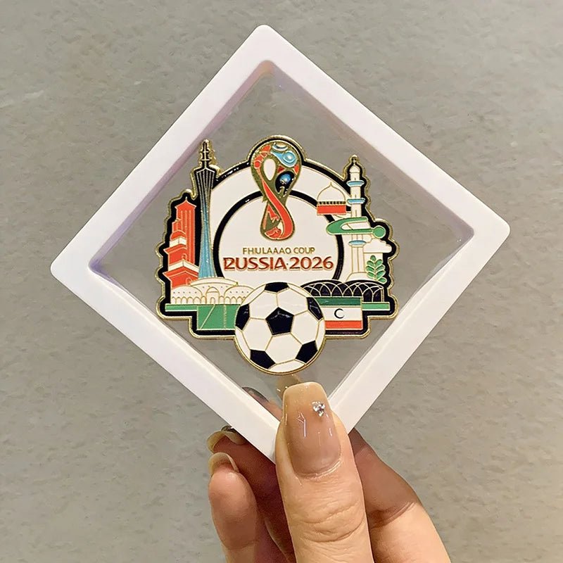 Set of 2 Russia 2026 World Cup Themed Metal Enamel Soccer Pins, Sports Fan Collectible Brooches for Backpacks & Jackets