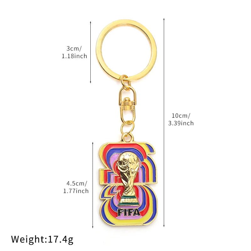 Rainbow Red 2026 FIFA World Cup Metal Enamel Keychain, Gold Plated Soccer Trophy Collectible Key Ring