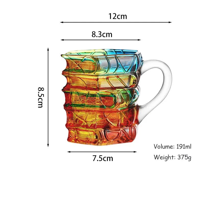 3D Painted Book Coffee Mug 191ml Soda Lime Glass Valentines Day Stacked Book Design Made in USA PrintToucan - PrintToucanStandard