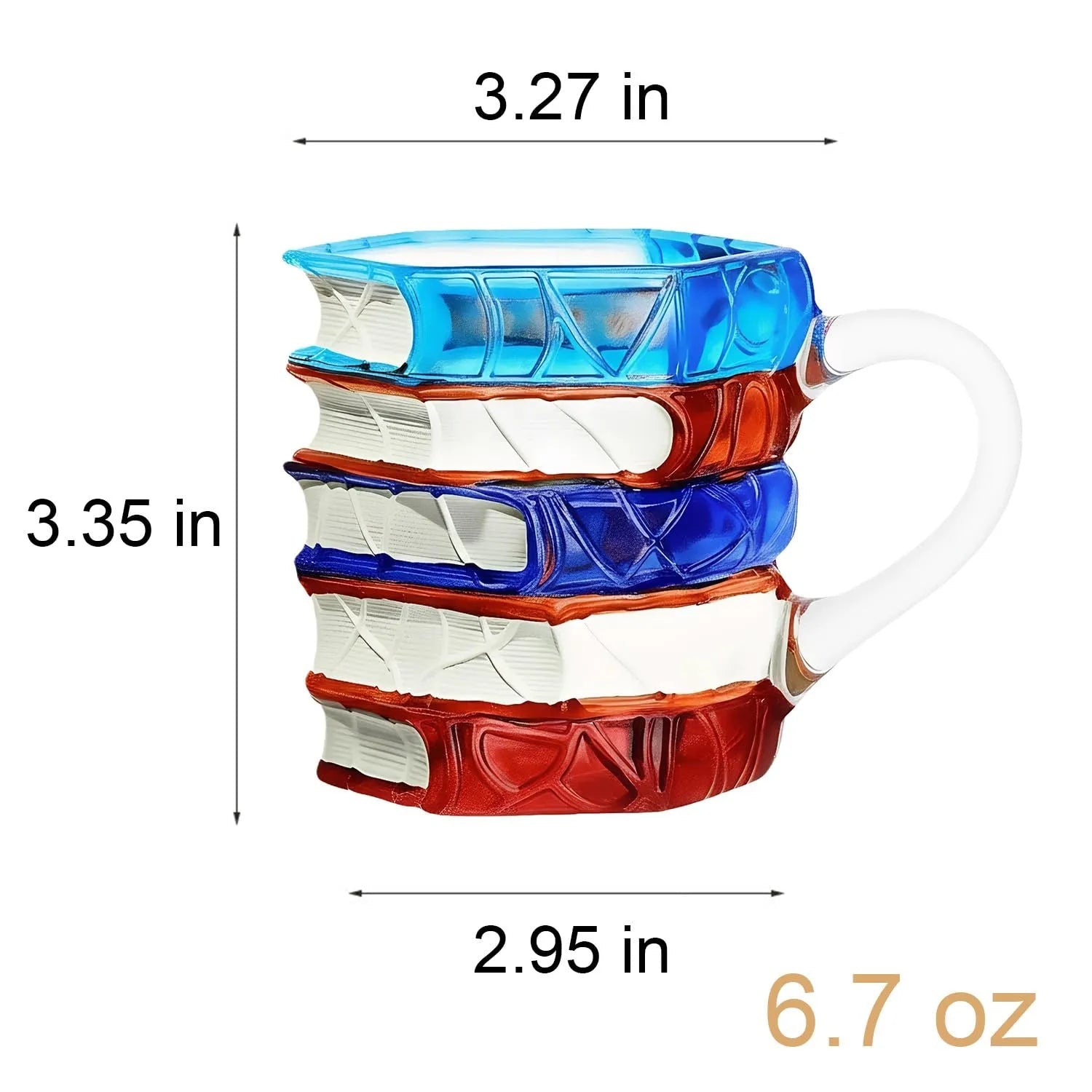3D Painted Book Coffee Mug Glass Stained - Color Book Stack Design Literary Gift PrintToucan - PrintToucanChrismas Gift