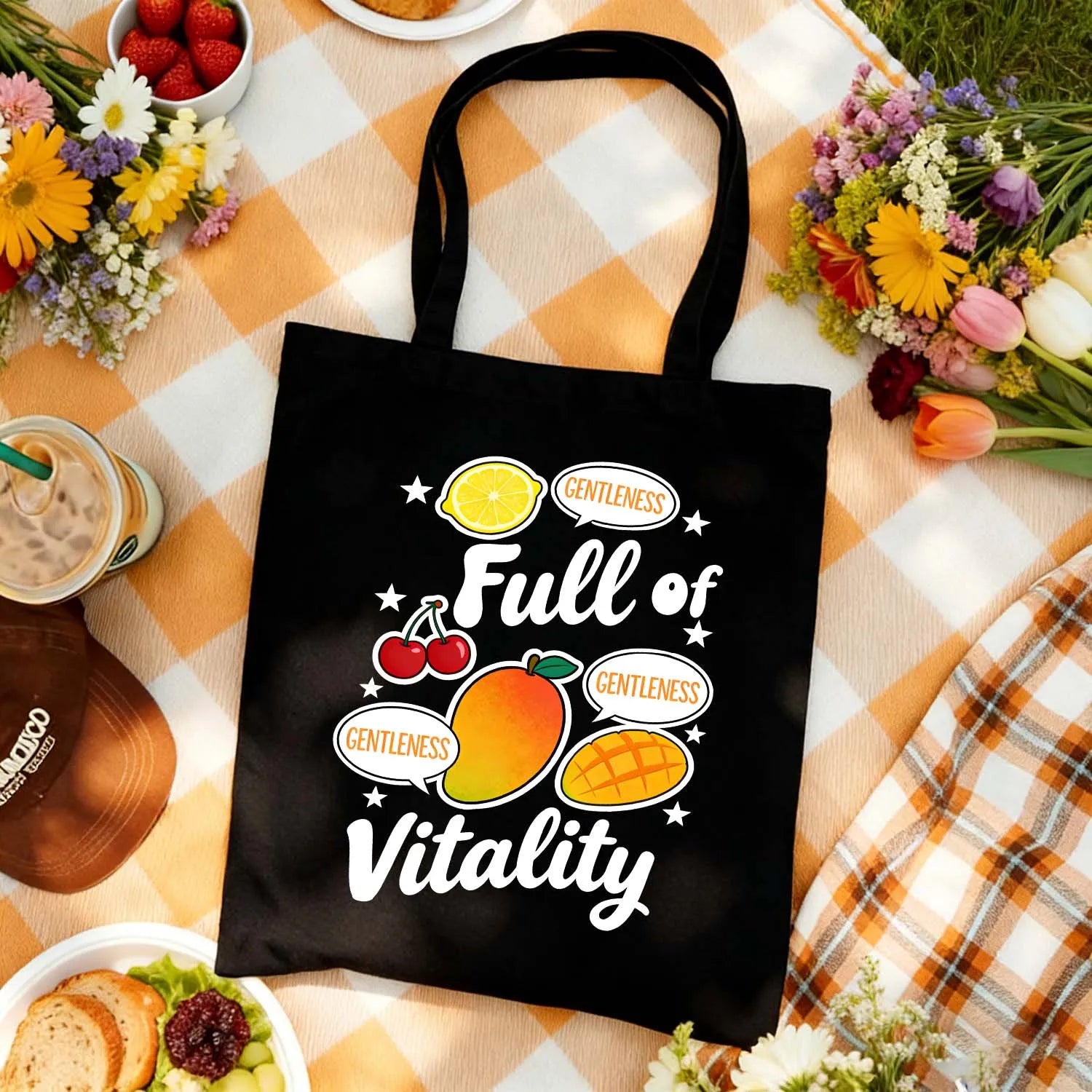 Canvas Bag Canvas Fabric Fruit Graphic Full Of Vitality Made In USA PrintToucan