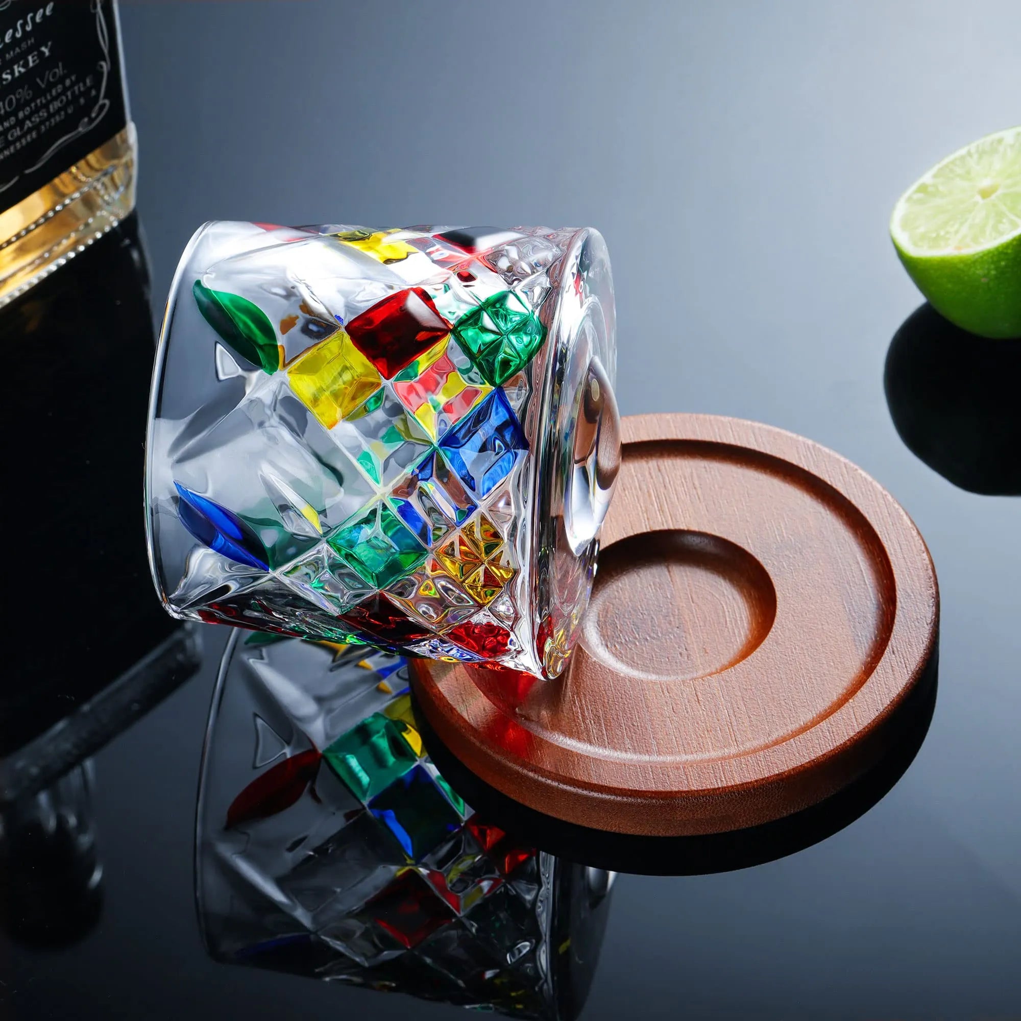 Colored Glass 270ml Glass Valentine Rotating Color Contrast Whiskey Cup USA Made PrintToucan