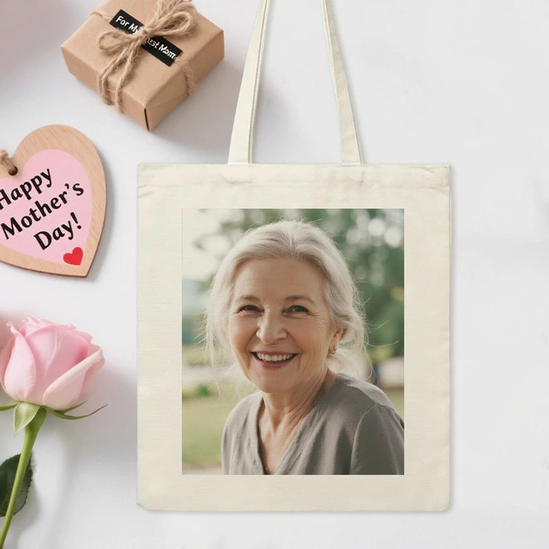 Custom Bags Canvas Bags Photo Upload Mothers Day PrintToucan