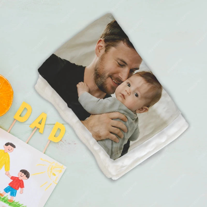 Custom Blankets Flannel with Photo Upload for Father's Day PrintToucan