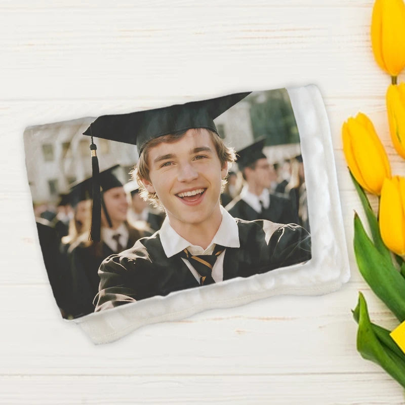 Custom Blankets Flannel with Photo Upload for Graduation Season PrintToucan